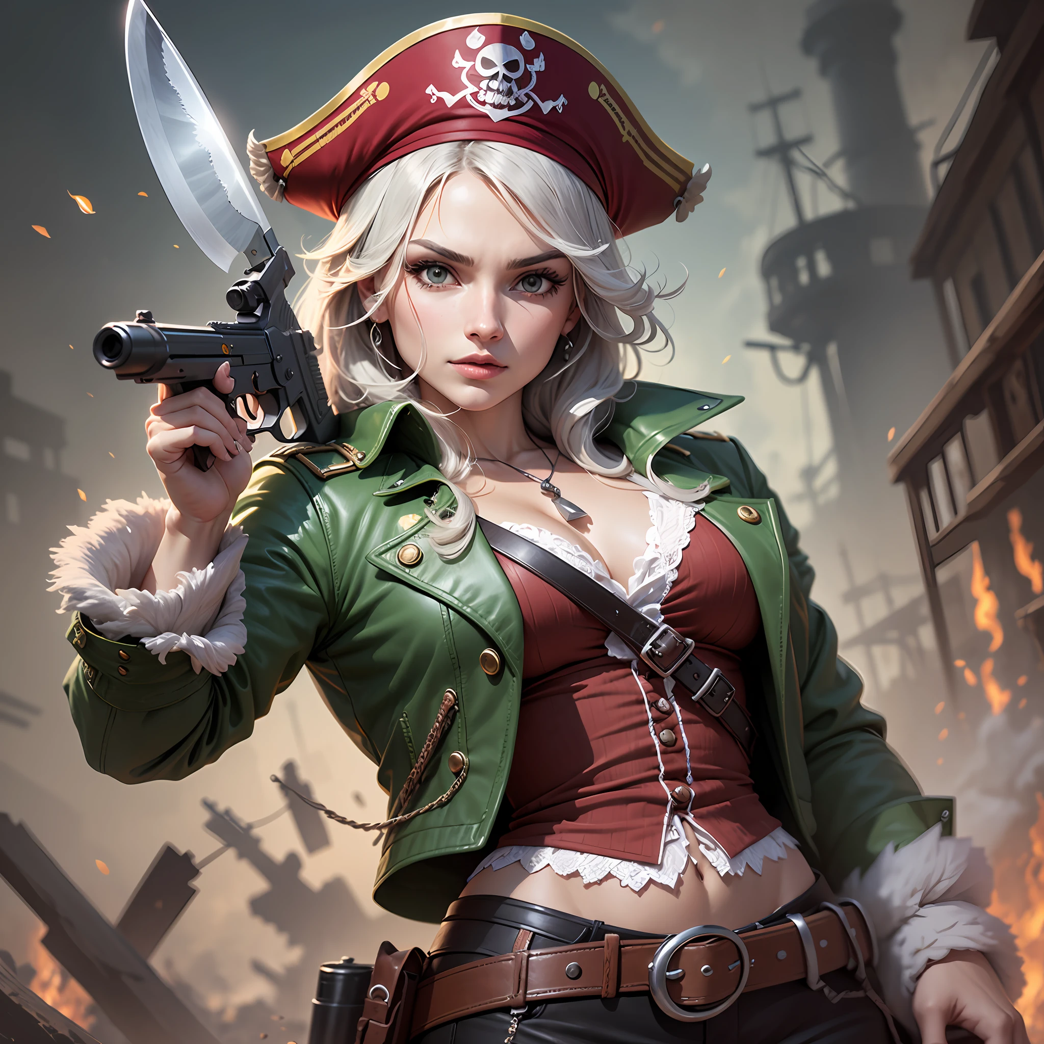 a old pirate gun concept, pistol, knife.