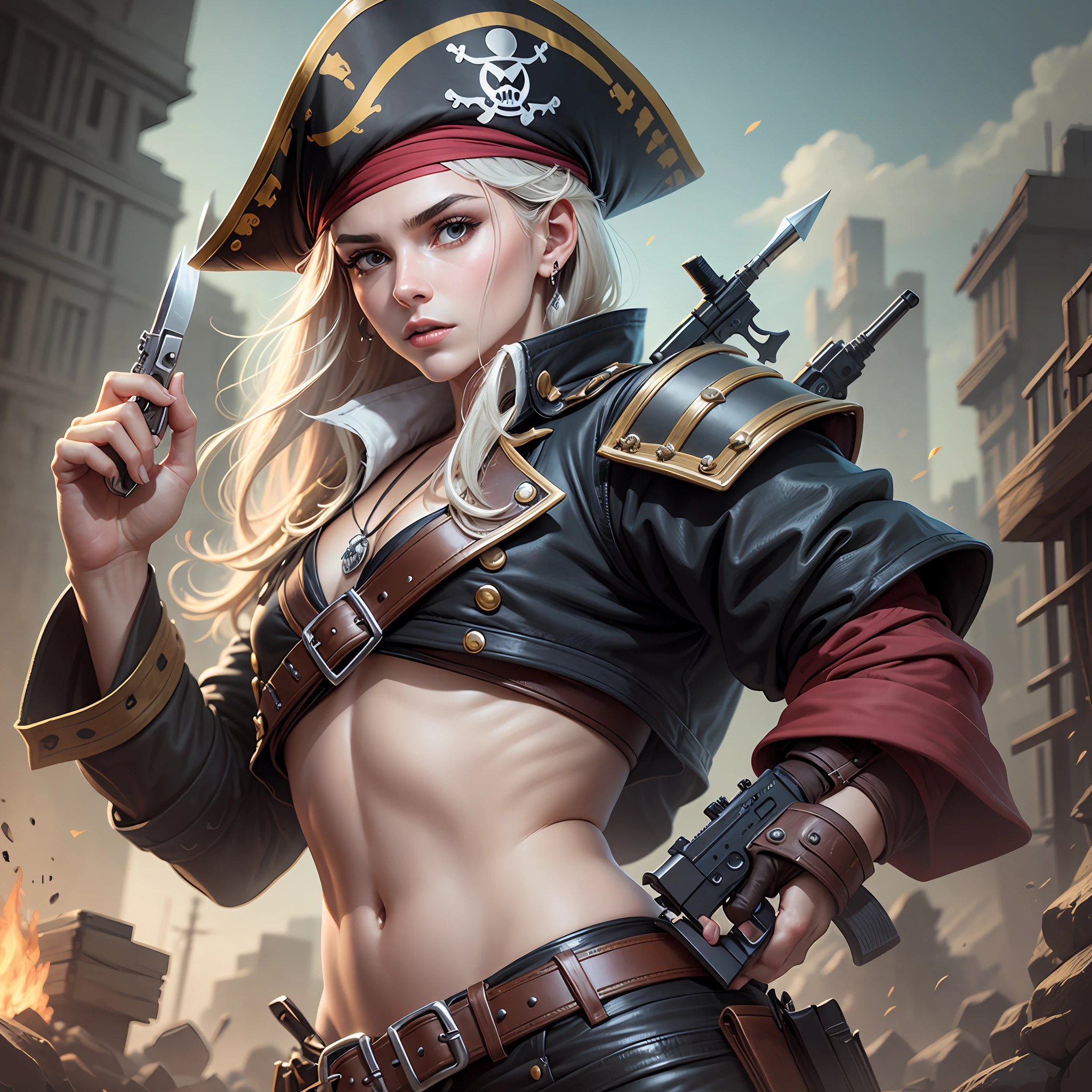 a old pirate gun concept, pistol, knife.
