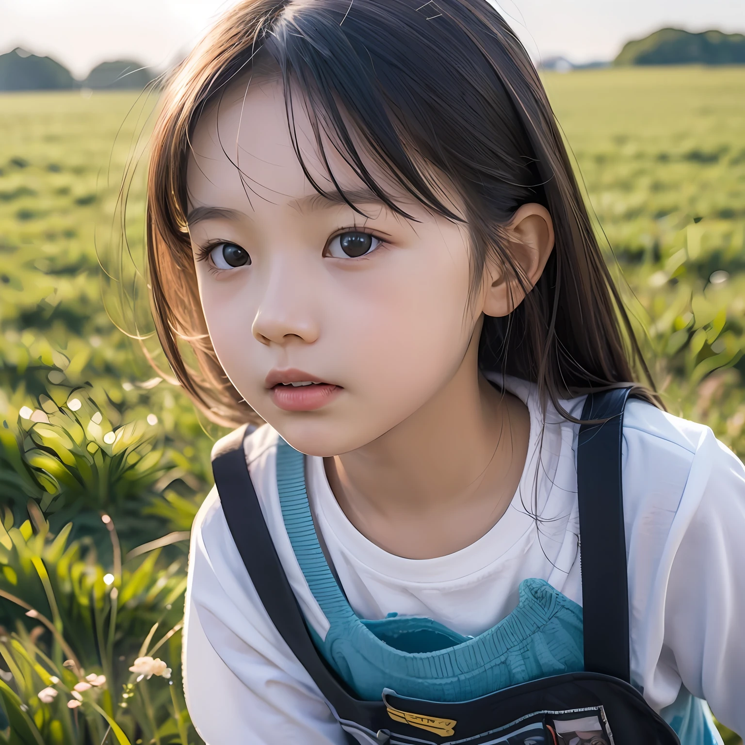 a close up of a child looking at a kite in a field, a poster inspired by Ding Yunpeng, trending on cg society, happening, spring theme, 中 元 节, spring early, 千 葉 雄 大, trending on cgstation, perfect spring day with, spring day, sprong season, spring season city --auto