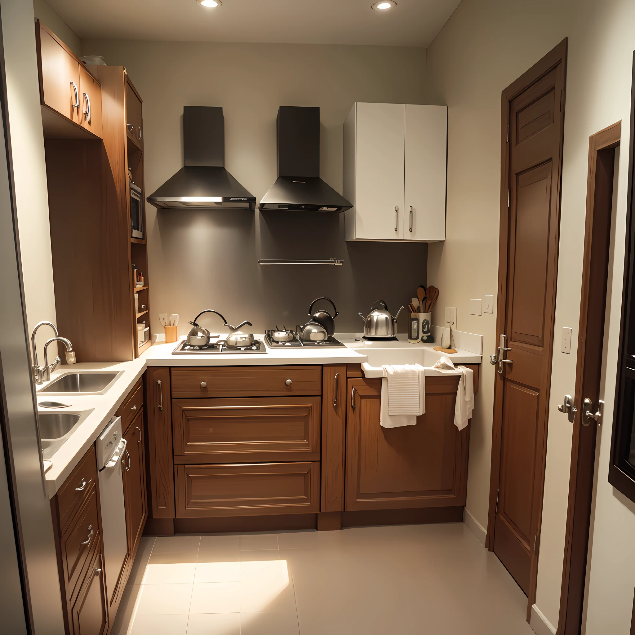 a kitchen with plamejados furniture --auto
