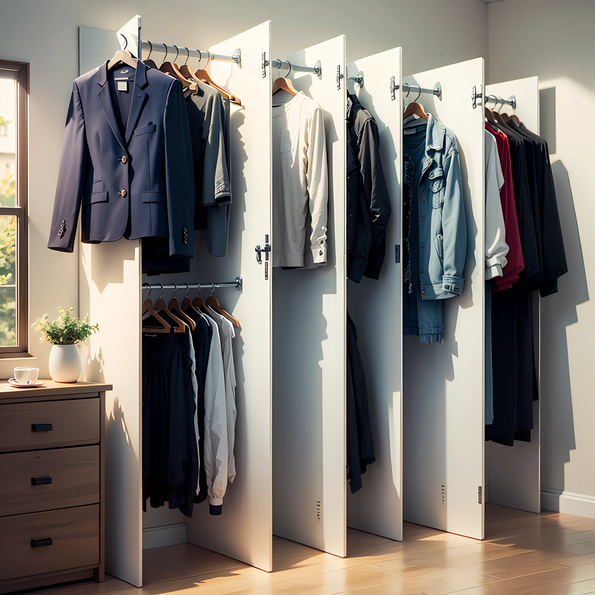 A white wardrobe with navy blue ultra realistic in 4k --auto