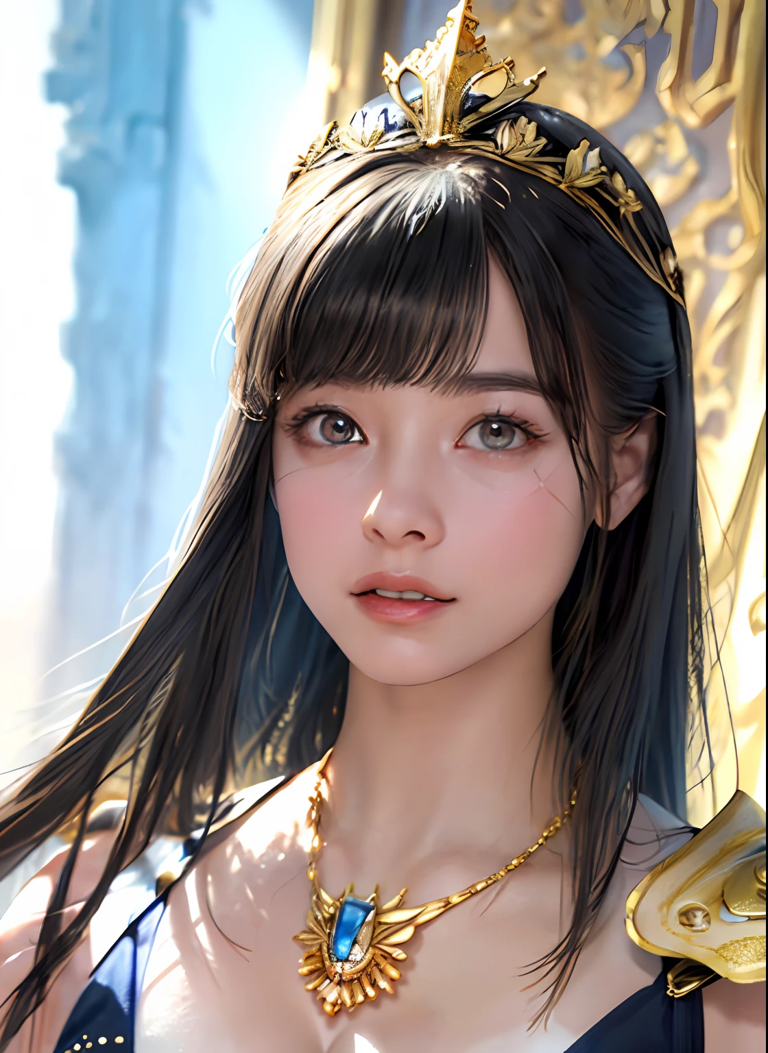 Ultra-detailed complex 3D rendering of the face, (big breasts: 8.8), glamour shot full body image, huge breasts, red bra, long hair, viewer view, , parted lips, (shiny skin),((realistic lighting, top quality, 8K, masterpiece: 1.3)), clear focus: 1.2, 1 girl, perfect figure: 1.4, , (cleavage), intricate details, Ultra detailed complex 3d rendering of beautiful porcelain profile face, light effects, ultra detailed big crown adorned with jewels: 2.2), big,, blue micro bikini, (surreal), (high definition), (8K), (very detailed), (beautiful detailed eyes), (best quality), (ultra detailed), (jewels with intricate detail), (ornate jewel armor: 1.3), 1 girl, solo, long hairWind, Gorgeous Face, Top Quality, Masterpiece, Maximum Detail, Diffused Lighting, (Black Hair: 1.3), Valhalla Valkyrie, Mechanical Arm, Beauties, Facial Muscles, Sexy Pose,