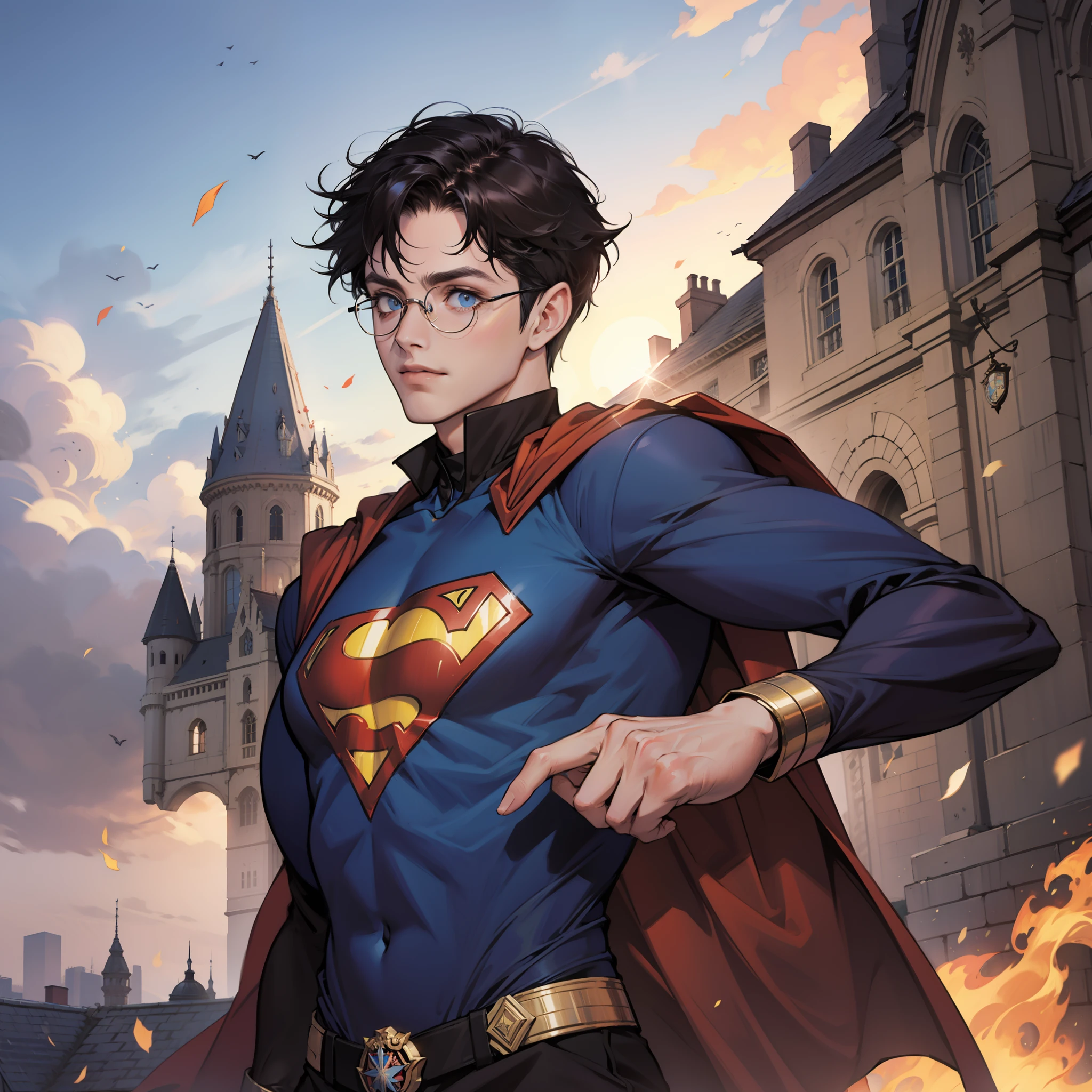 Harry potter dressed as superman