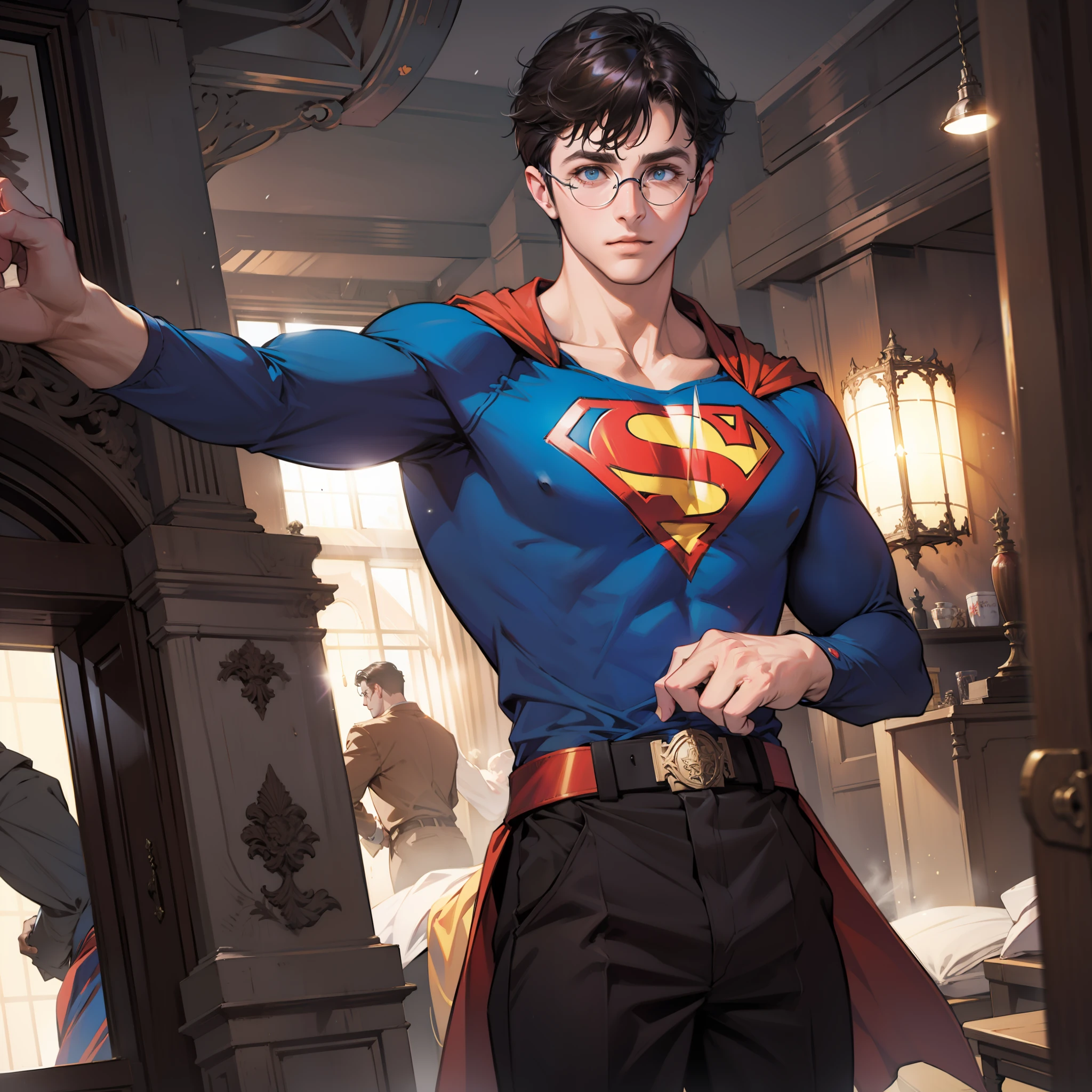 Harry potter dressed as superman