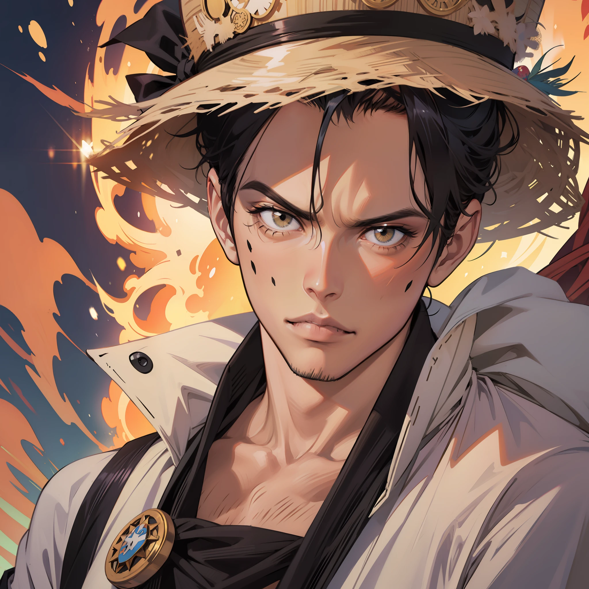 One piece luffy portrait, ultra-detailed skin