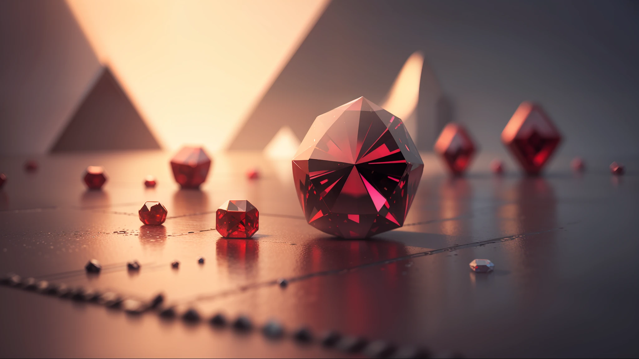 3D logo among lots of diamonds, ruby, and emrald