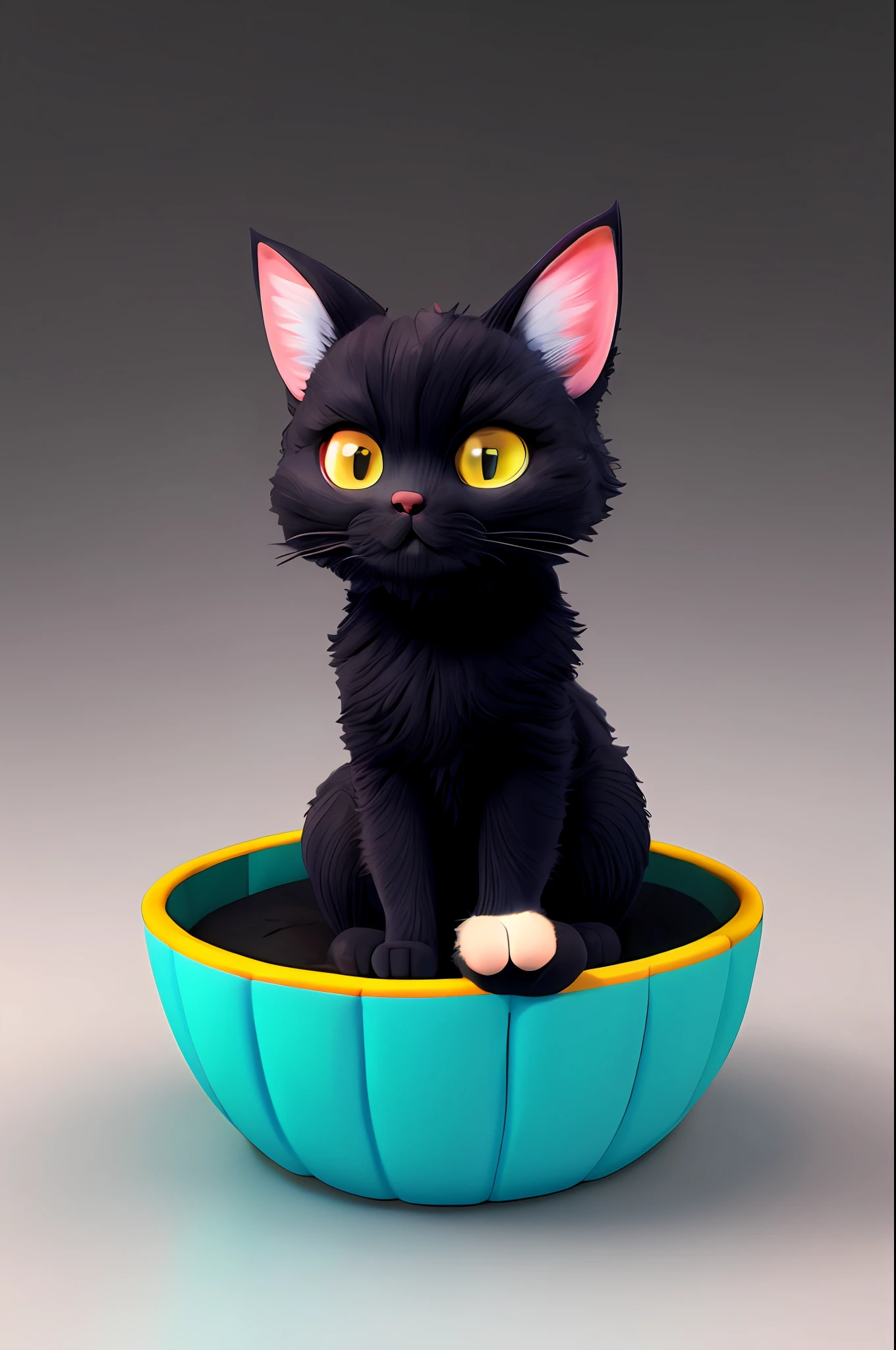 cartoon illustration of a furry cat sitting on a dark surface, cute detailed digital art, cute 3D render, adorable digital painting, cute digital art, isometric fantasy 3d cute cat, League of Legends chibi cat, cute cat, stylized 3d render, stylized 3d render, eevee render blender, stylized as a 3d render