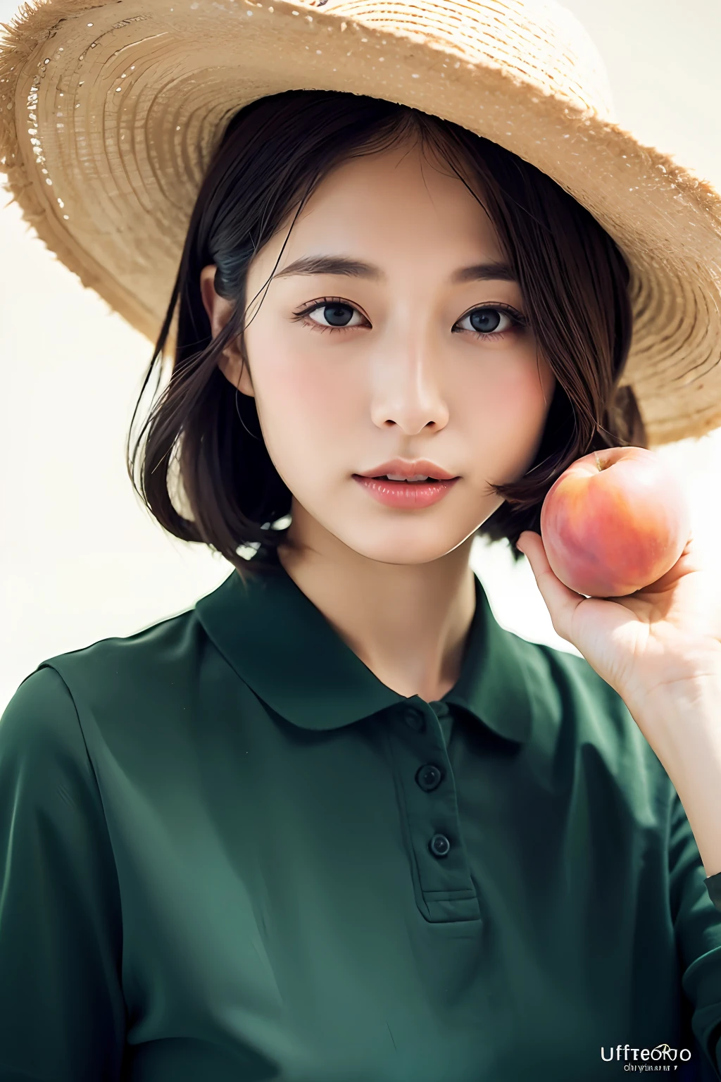 Holding a pink round peach in your hand