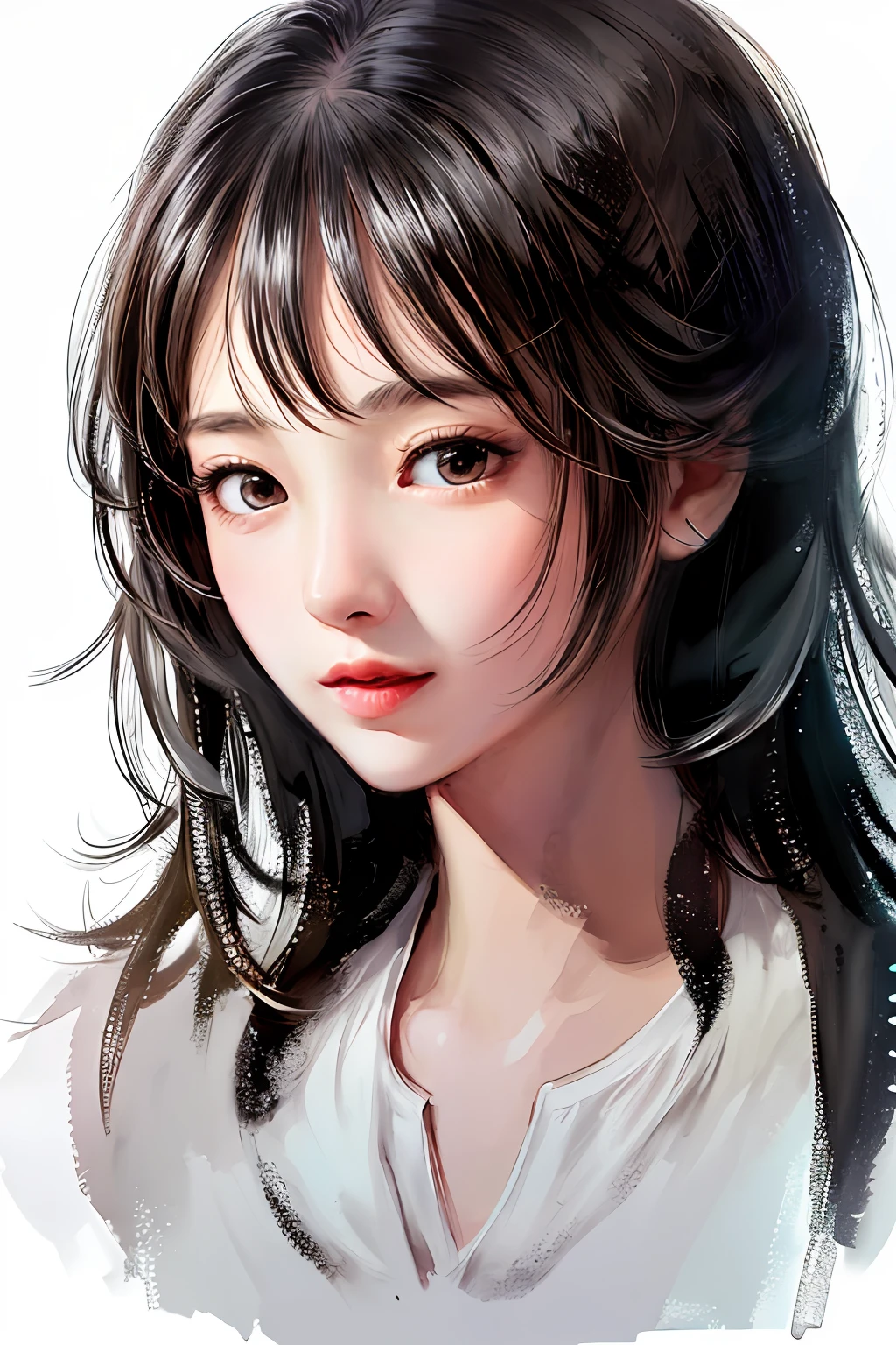 stechu,(white background:1.4), ((tachi-e)), original,(illustration:1.1),(best quality),(masterpiece:1.1),(extremely detailed CG unity 8k wallpaper:1.1), (colorful:0.9),(panorama shot:1.4),(solo:1.2), (ink splashing),(color splashing),((watercolor)), clear sharp focus,{ 1girl standing },((korean style )),flower background,outdoors,rocks, looking at viewer, make happy expressions,soft smile,pure,beautyfull detailed face and eyes,beautyfull intricacy clothing decorative pattern details, black hair,black eyes,colorwater