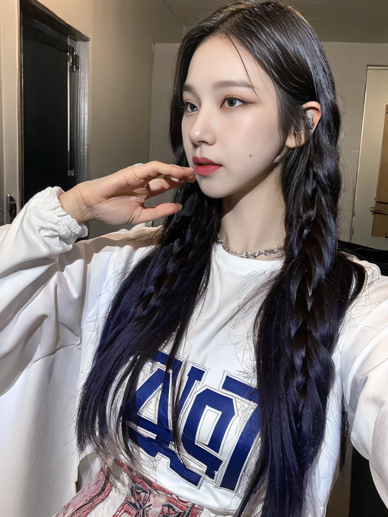 (Best Quality, 16k, Masterpiece: 1.3), Pretty Woman, 1Girl, Two Braids, Football Jersey, Open Waist, Ultra-Detail Face, Detail Lips, Detail Eyes, Double Eyelids, HD