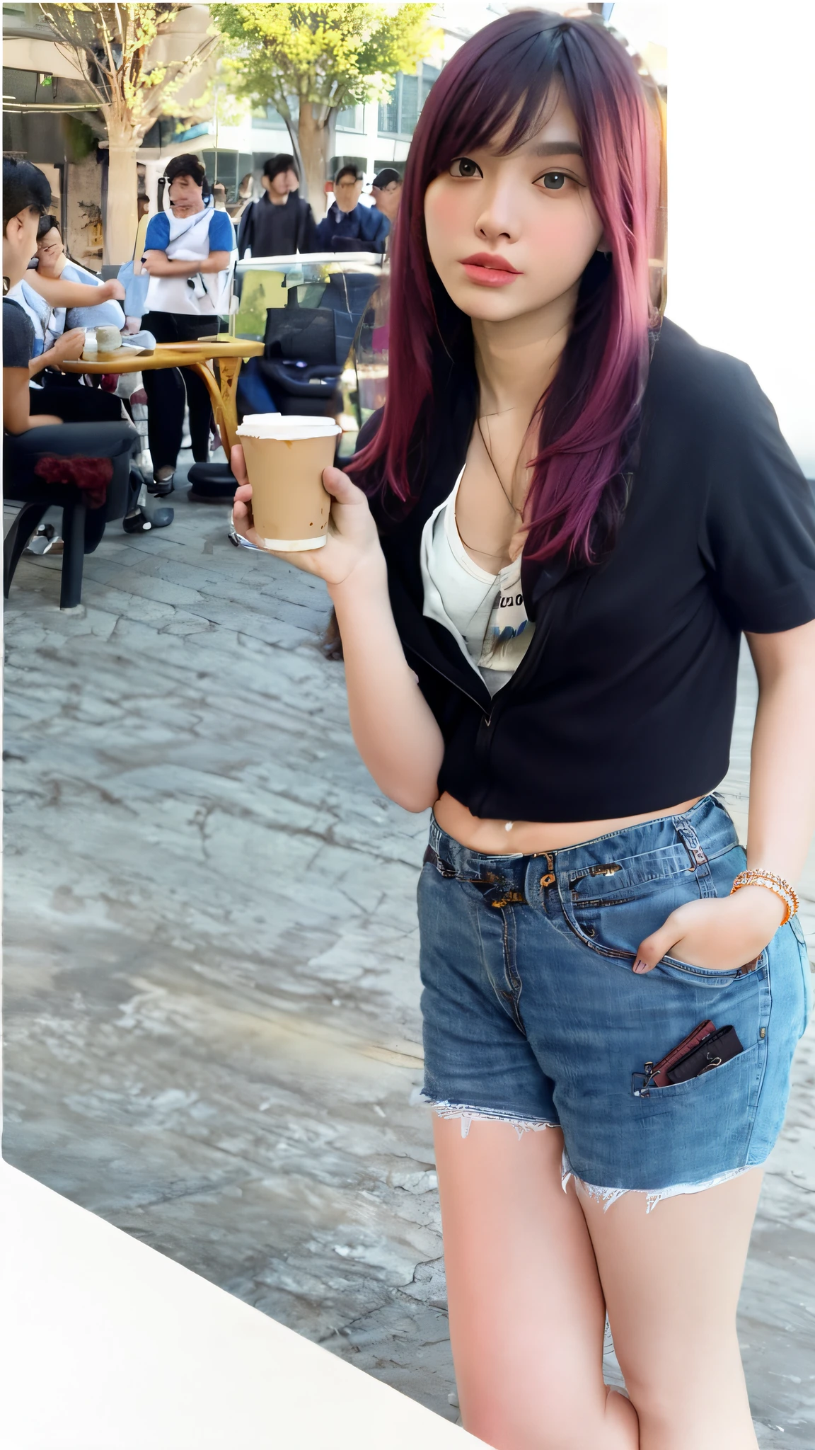 strong pink colour hair