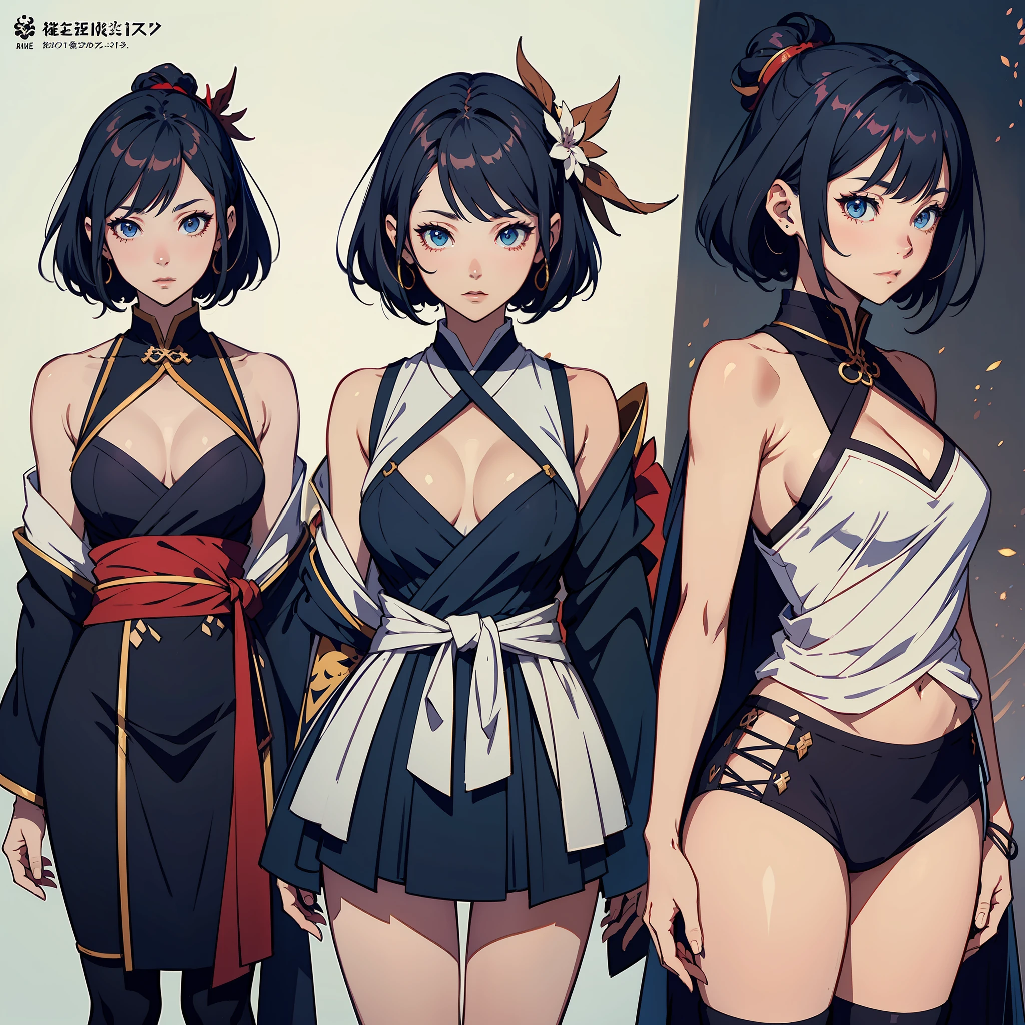 a close up of a person in a dress with different hairs, onmyoji detailed art, cushart krenz, anime character design, onmyoji, anime concept art, cushart kenz, pretty anime character design, anime character reference sheet, [ character design ], ayaka genshin impact, cushart krenz key art feminine, cushart