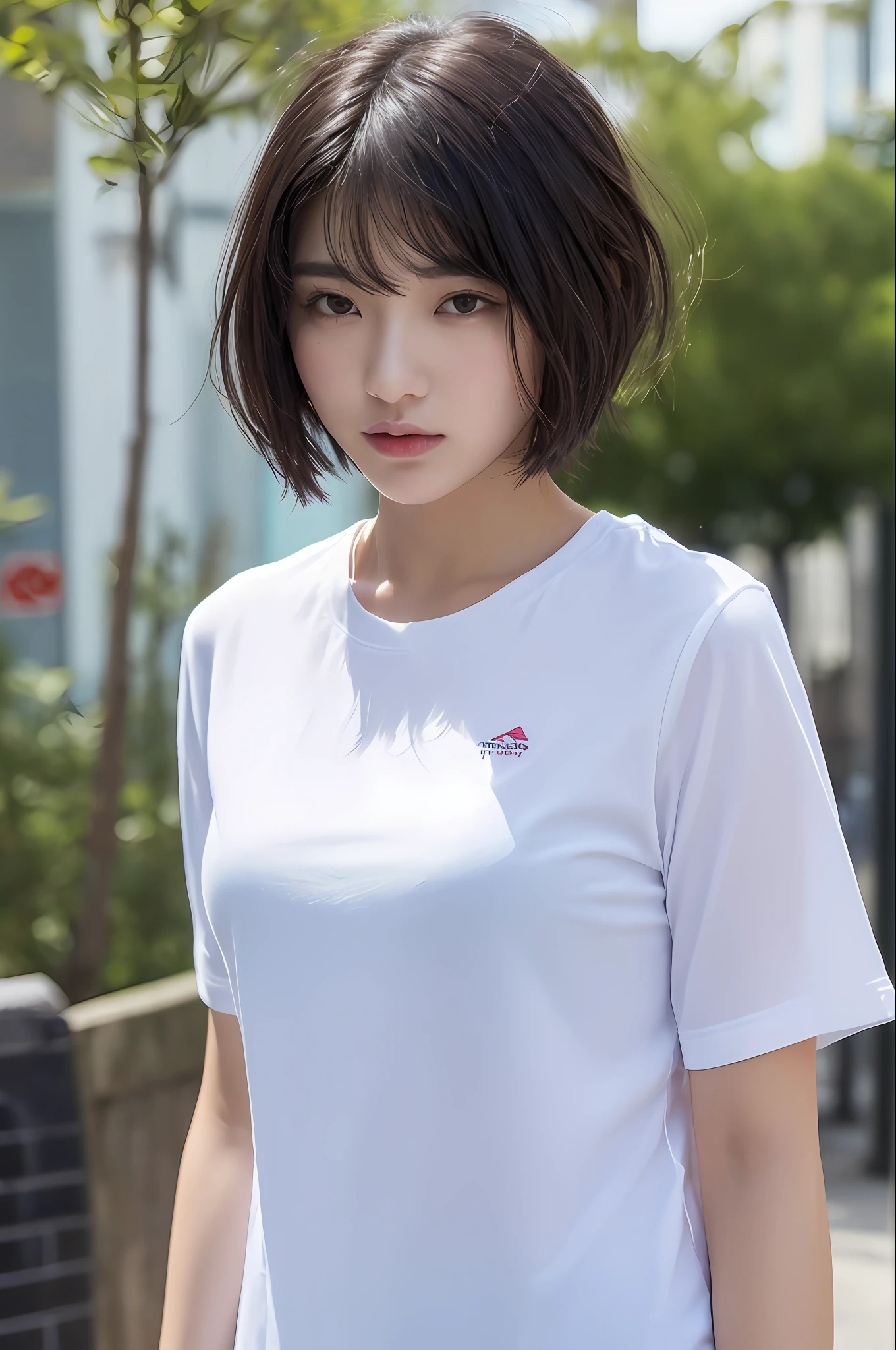 ((Top Quality, 8K, Masterpiece: 1.3)), Sharp: 1.2, Perfect Body Beauty: 1.4, Slim Abs: 1.2, ((Layered Hairstyle, Big: 1.2)), (White Long Shirt: 1.1), (Rain, Street: 1.2), Wet: 1.5, Highly Detailed Face and Skin Texture, Detailed Eyes, Double Eyelids, (((Short Hair)), Boyish, Cool, (((neuter)), slender eyes, bangs, whole body,
