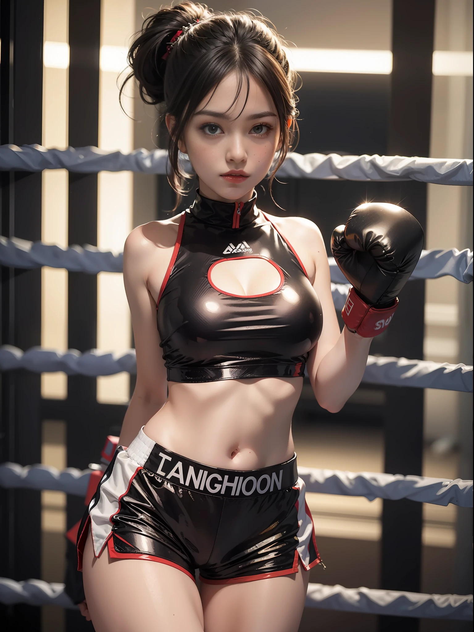 ultra detailed, masterpiece, best quality, photorealistic,1beatiful girl,boxing uniform,adetailed shadow