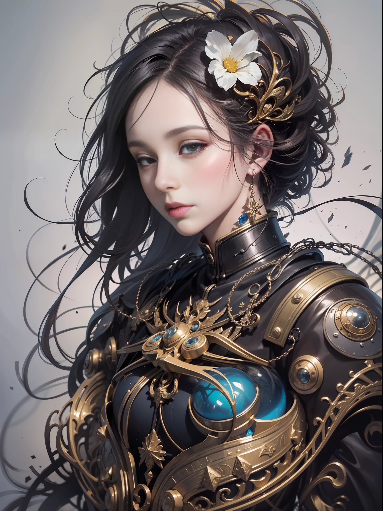 official art, unity 8k wallpaper, ultra detailed, beautiful and aesthetic, masterpiece, best quality, (zentangle, mandala, tangle, entangle), (fractal art:1.3) , 1girl, extremely detailed, dynamic angle, cowboyshot, the most beautiful form of chaos, elegant, a brutalist designed, vivid colours, romanticism, by james jean, roby dwi antono, ross tran, francis bacon, michal mraz, adrian ghenie, petra cortright, gerhard richter, takato yamamoto, ashley wood, atmospheric, ecstasy of musical notes, streaming musical notes visible
