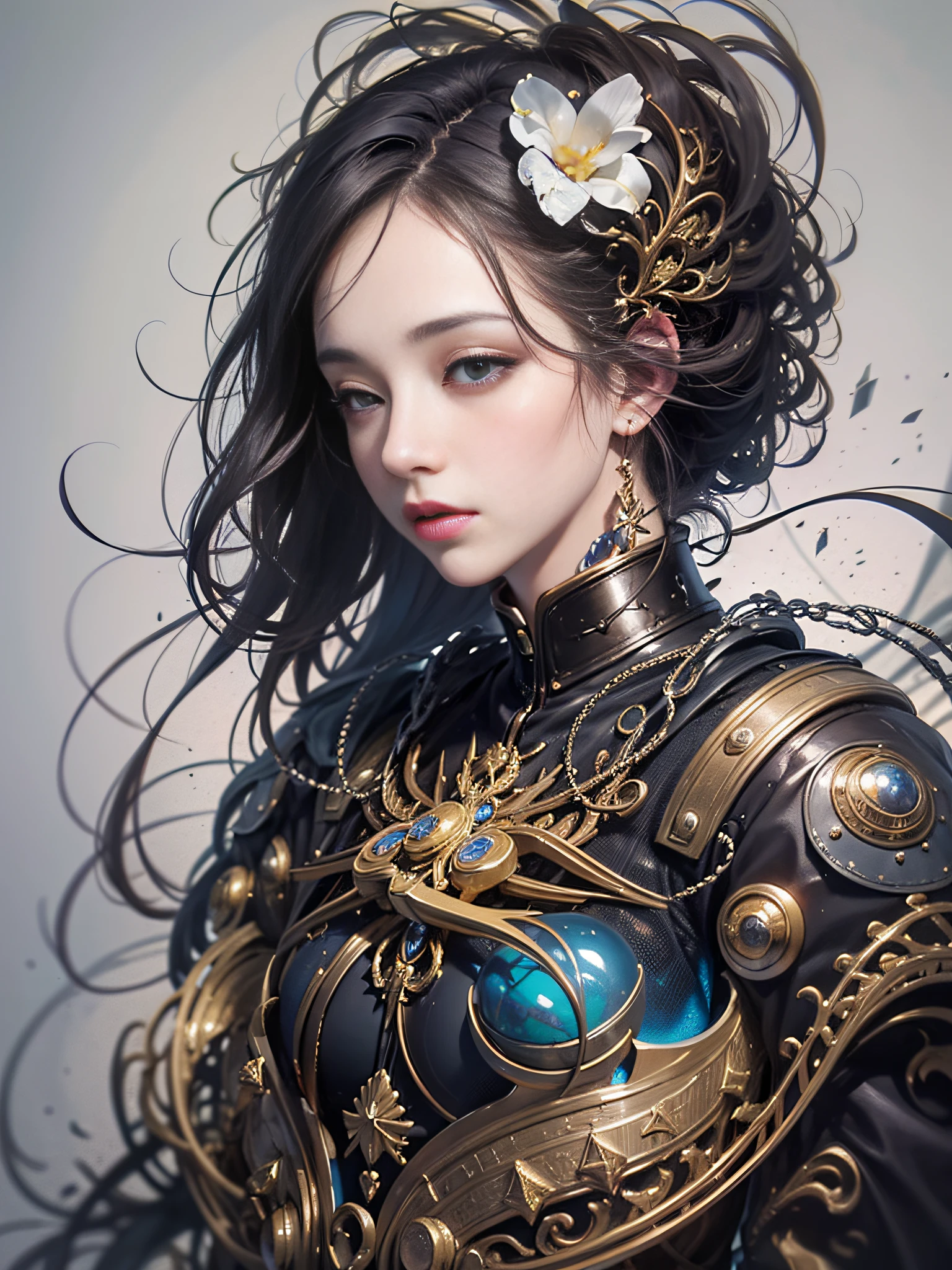 official art, unity 8k wallpaper, ultra detailed, beautiful and aesthetic, masterpiece, best quality, (zentangle, mandala, tangle, entangle), (fractal art:1.3) , 1girl, extremely detailed, dynamic angle, cowboyshot, the most beautiful form of chaos, elegant, a brutalist designed, vivid colours, romanticism, by james jean, roby dwi antono, ross tran, francis bacon, michal mraz, adrian ghenie, petra cortright, gerhard richter, takato yamamoto, ashley wood, atmospheric, ecstasy of musical notes, streaming musical notes visible
