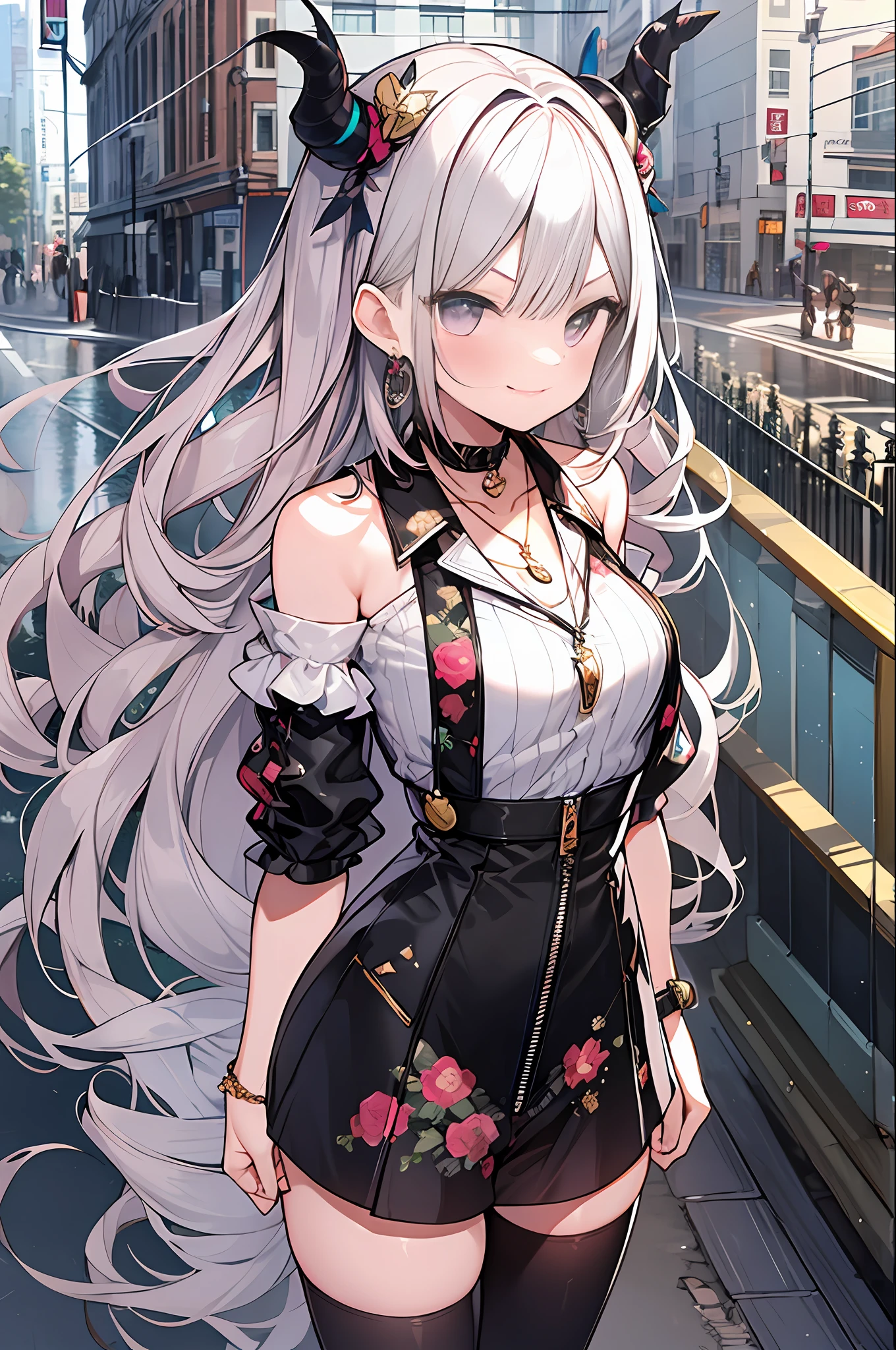 {{eroge,game CG,high quality game CG},{{{1girl}}},{{masterpiece}}, {{{best quality}}}, {{ultra-detailed}}, {{illustration}},,{{magical girl}},brooch,,loli,petite, {{disheveled hair}},,big hair, gradient hair,hololive,small breasts,,,blonde hair,drill hair, {pocket watch},absurdly long hair, dreadlocks, purple hair, silver hair,gold and silver hair,gradient hair, smug,evil smile, v-shaped_eyebrows, zettai_ryouiki,,,, clock tower, ,,tower,,,devil girl, slit pupils,,slit,zipper, Street snap, standing,girl with a retro fashion style. She should have elements inspired by the 70s, such as floral prints and wide-leg pants. Incorporate vibrant colors and bold patterns into her outfit. Add accessories like fringed earrings or a statement necklace to complete the look. The background can be a neutral setting or a retro-inspired backdrop. The overall style should have a nostalgic feel with a modern twist.