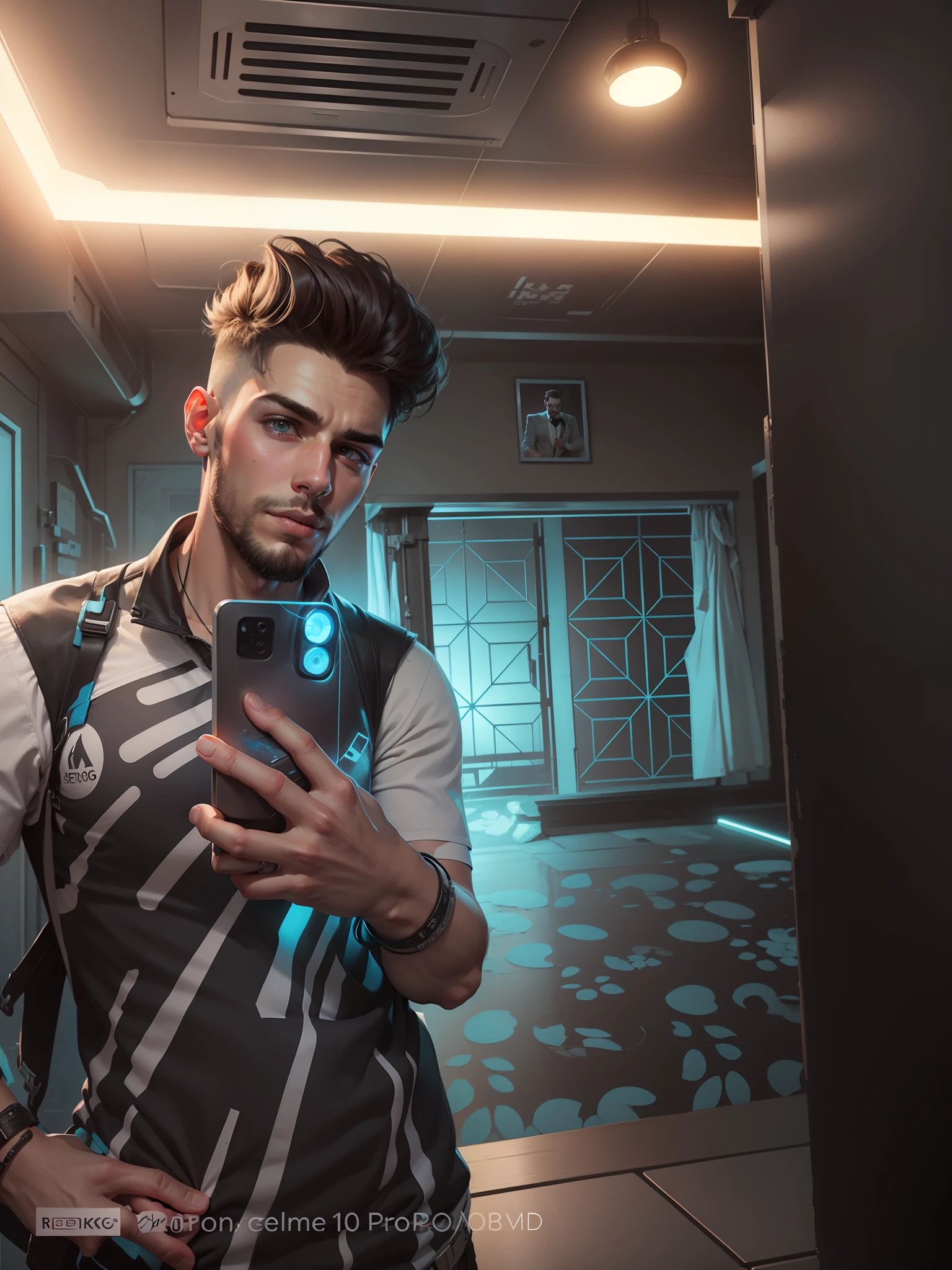 Change background cyberpunk handsome boy, realistic face, 8k, ultra realistic