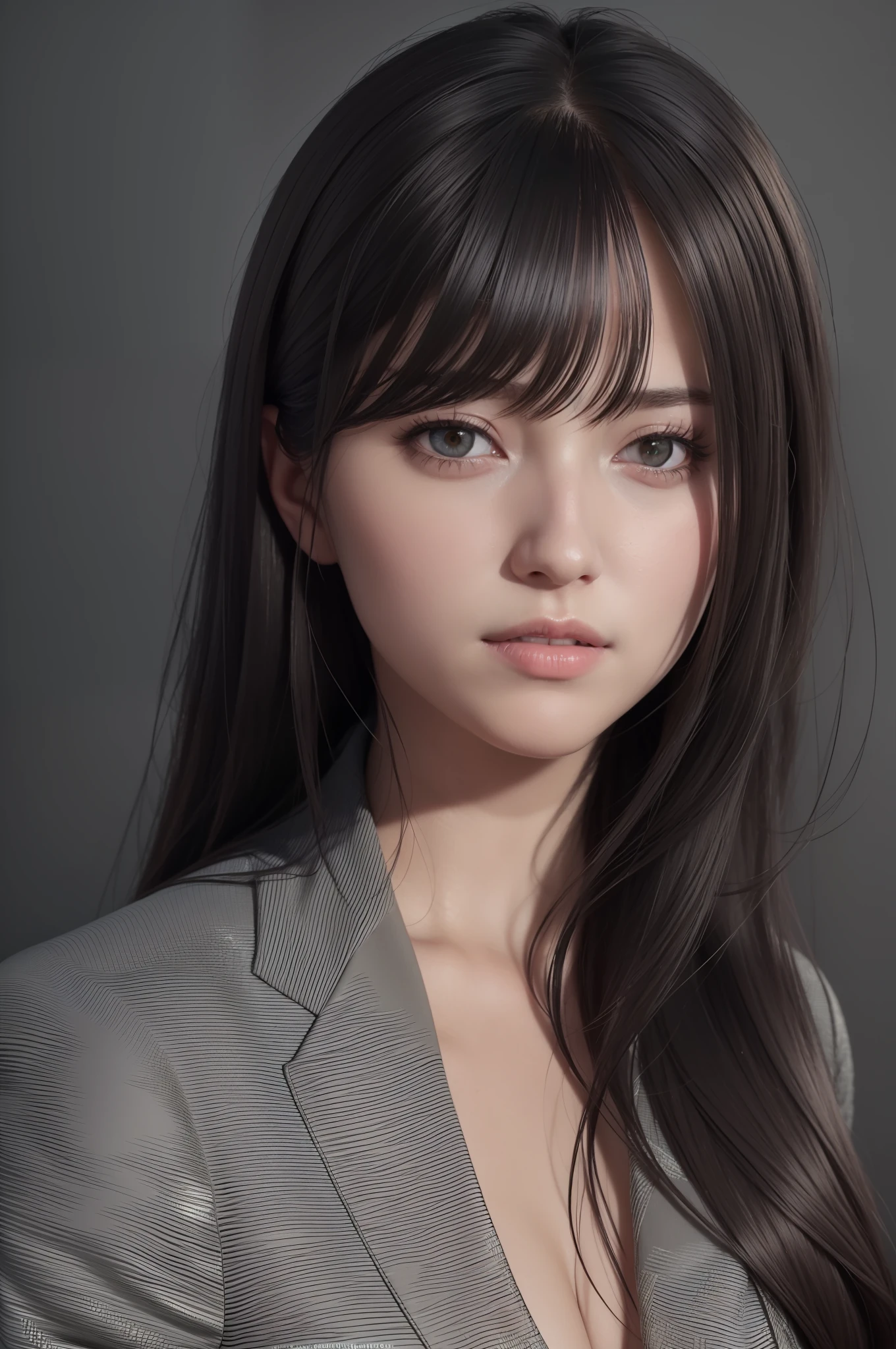 arafed image of a woman with long hair and a suit, photorealistic anime girl render, smooth anime cg art, photorealistic beautiful face, beautiful female model, realistic portrait photo, smooth 3d cg render, 8k portrait render, realistic beautiful face, beautiful realistic face, beautiful girl model, realistic studio portrait, perfect face model, cinematic realistic portrait