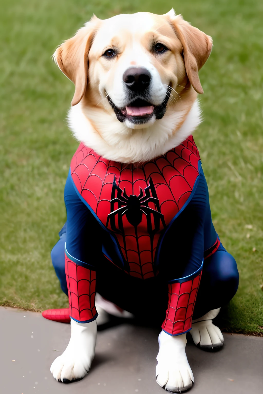 Dog wearing Spider-Man
