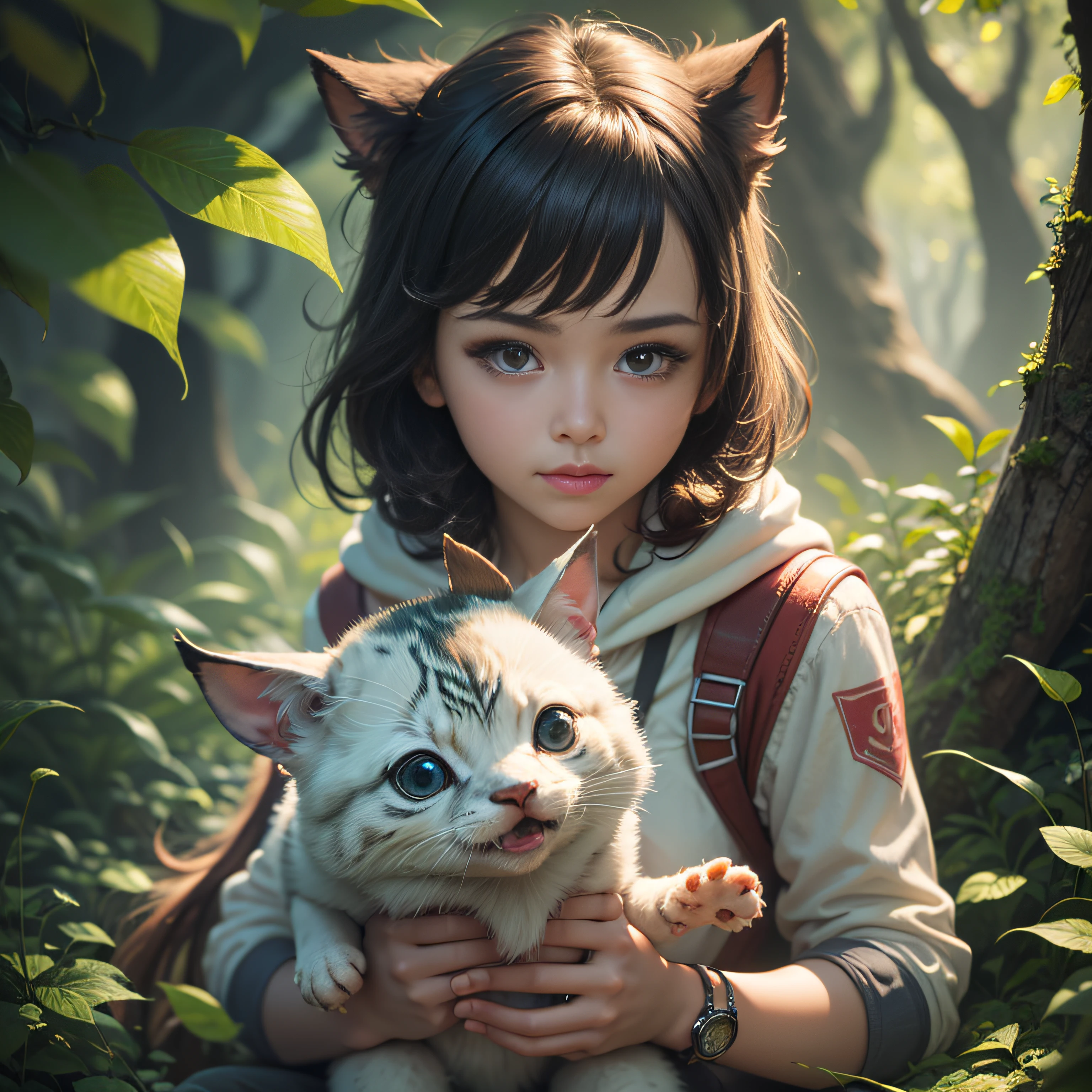 (masterpiece, top quality: 1.2), super detail, cinematic lighting, HDR, girl playing with kappa, cute, 18 years old,
