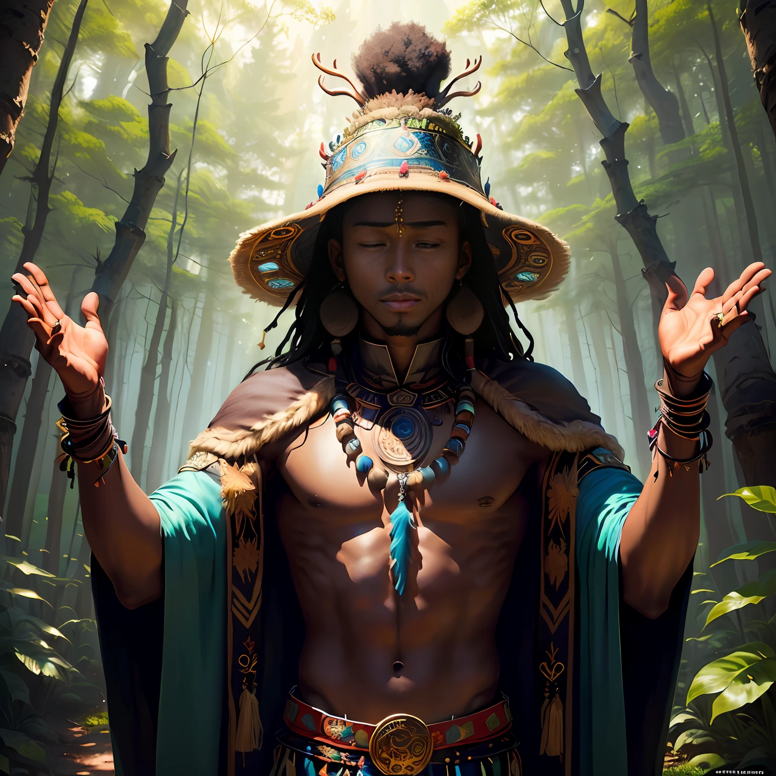Black man meditating as a jujustu kaisen anime