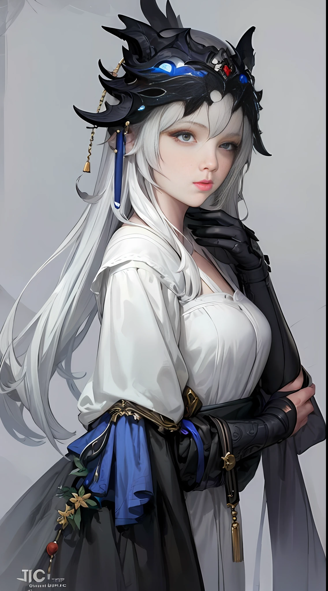 a close up of a woman with white hair and a white mask, beautiful character painting, guweiz, artwork in the style of guweiz, white haired deity, by Yang J, epic exquisite character art, stunning character art, by Fan Qi, by Wuzhun Shifan, guweiz on pixiv artstation