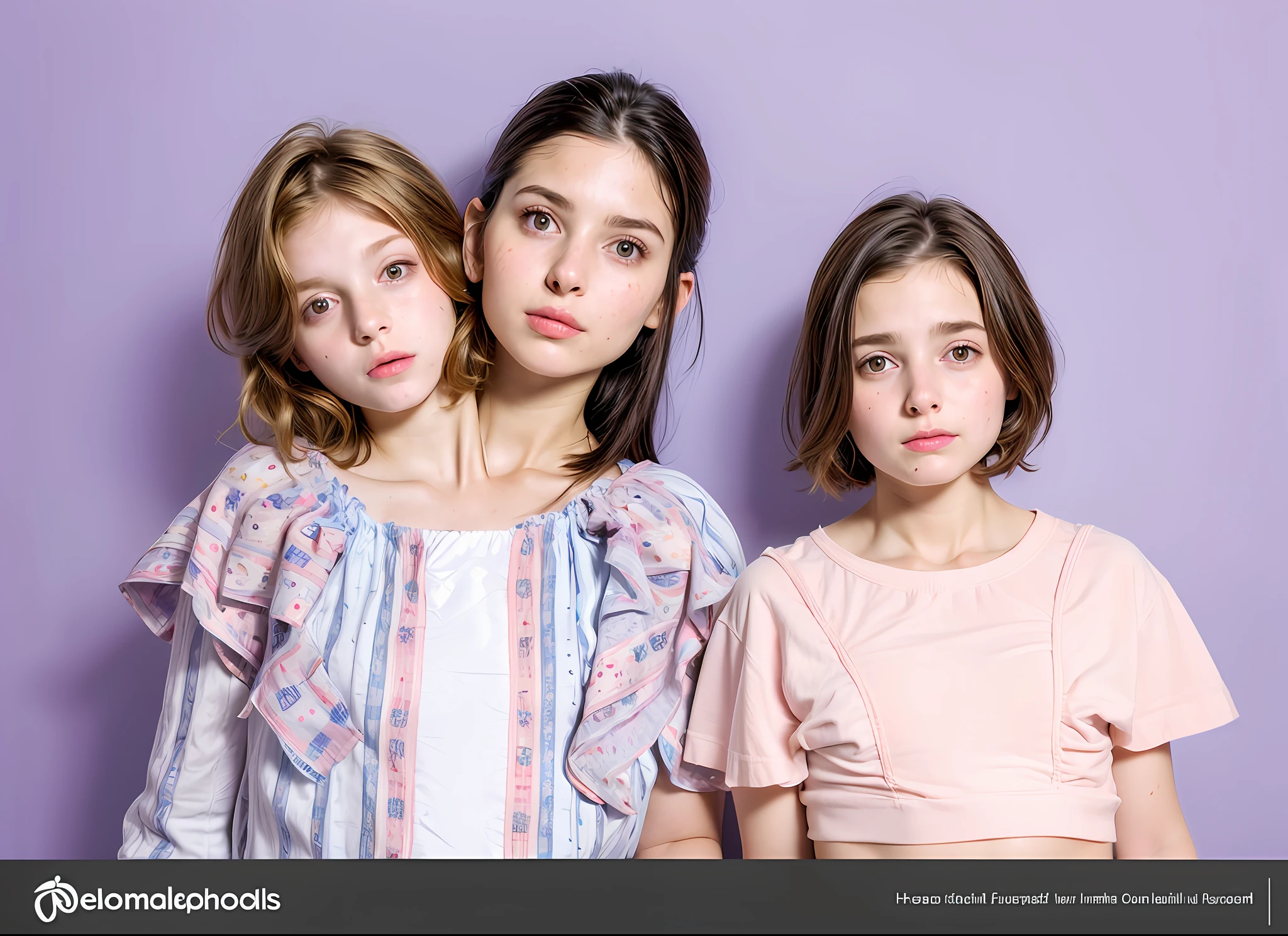 2heads, mom and daughter, (1head:1.5 child), (1head:1.5 young adult) (one torso:1.5), Irish, white girls, age difference, (two heads on one body:1.4), (first head uncomfortable:1.5), (second head unhappy:1.5) conjoined twins, heads side by side, one torso, young, realistic faces, lifelike faces, uncomfortable, barefoot