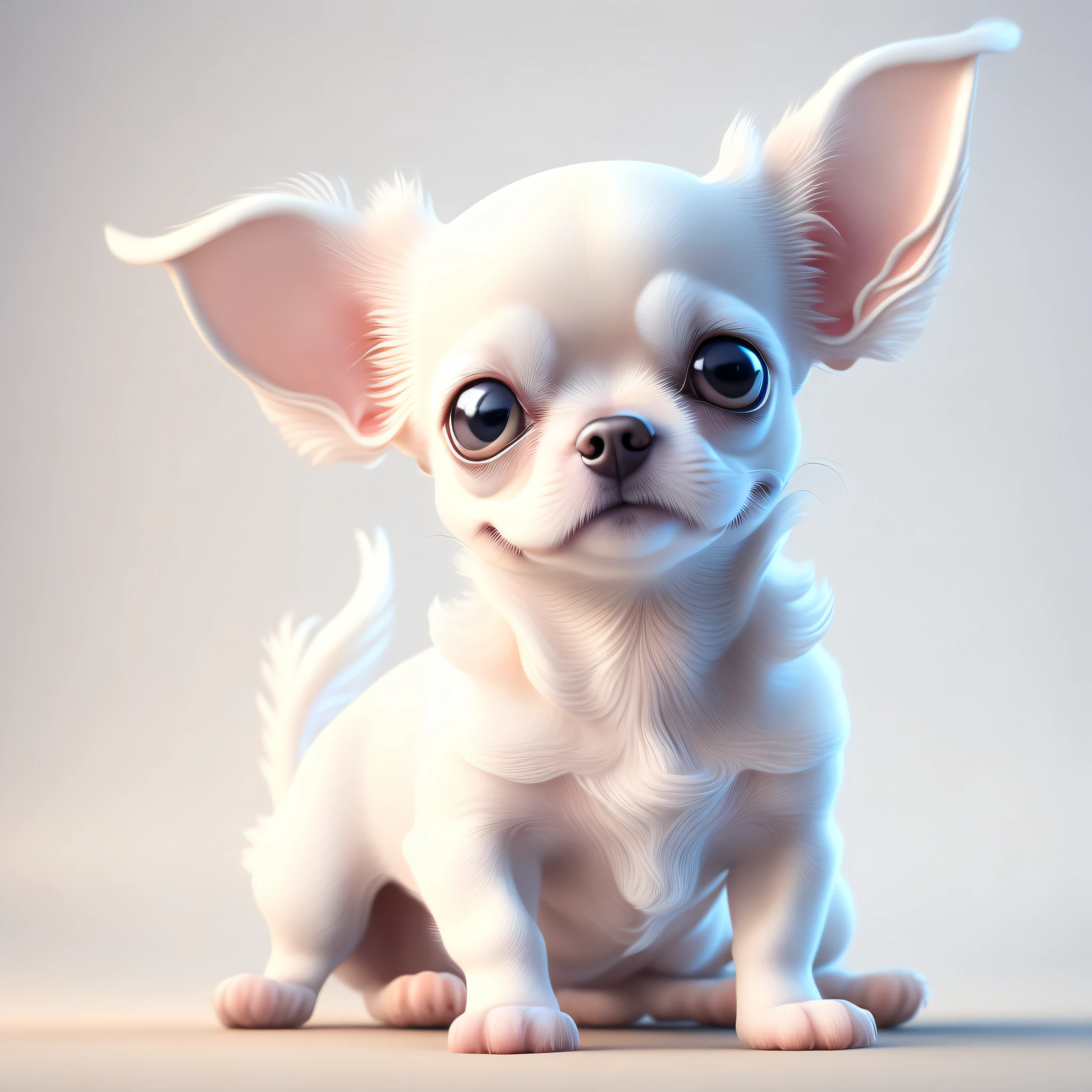 "A beautiful and lovable white baby chihuahua with exquisitely crafted low poly eyes, showcased in a captivating 8k concept art on ArtStation."
