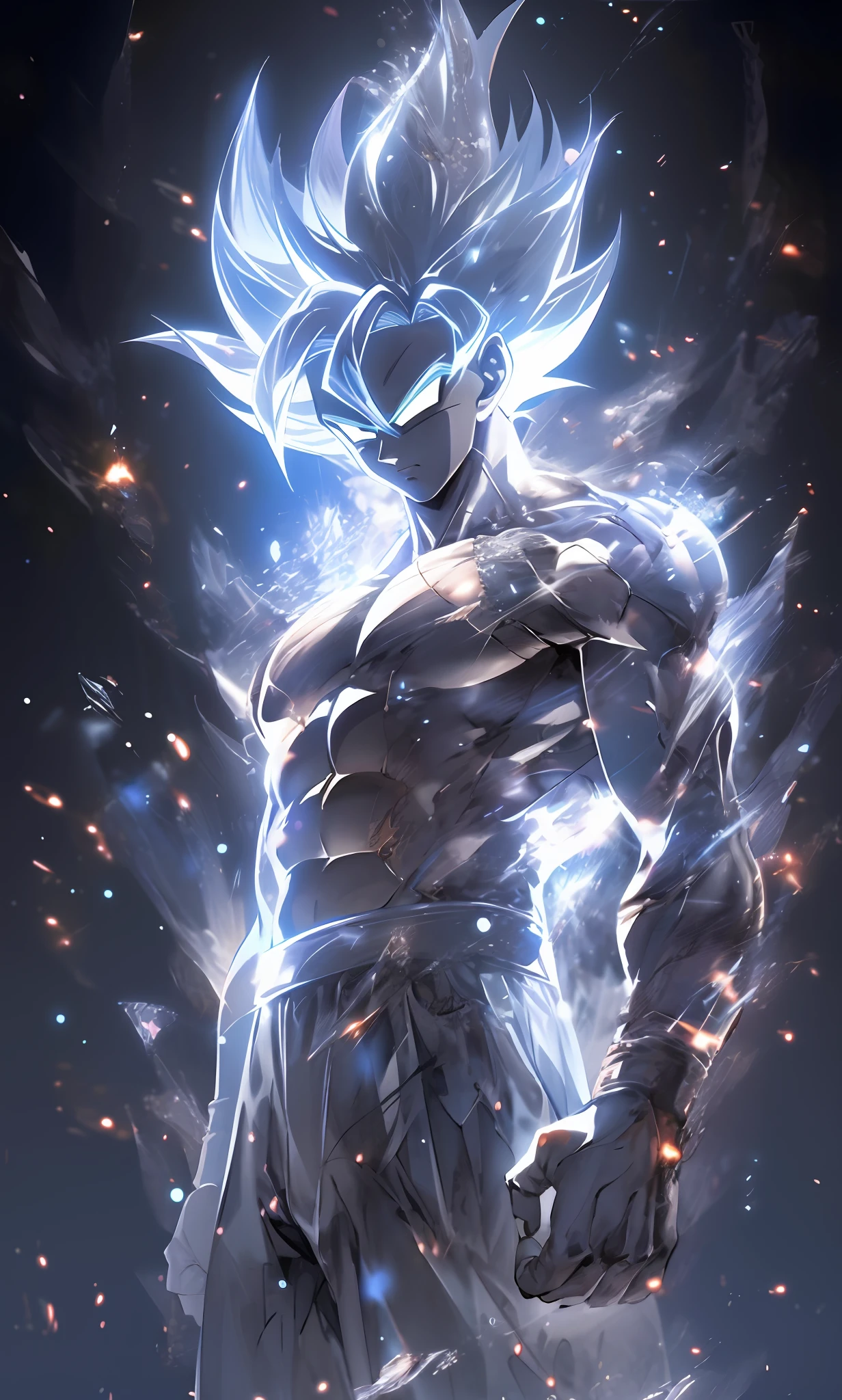 Close up of a person with a very big body, very large body, super instinctive, energy man epic anime, 4K manga wallpaper, super Saiyan blue, 4K anime wallpaper, anime wallpaper 4K, anime wallpaper 4 K, character Dragon Ball, Goku, Human Goku, Super Saiyan Goku Highly detailed portrait