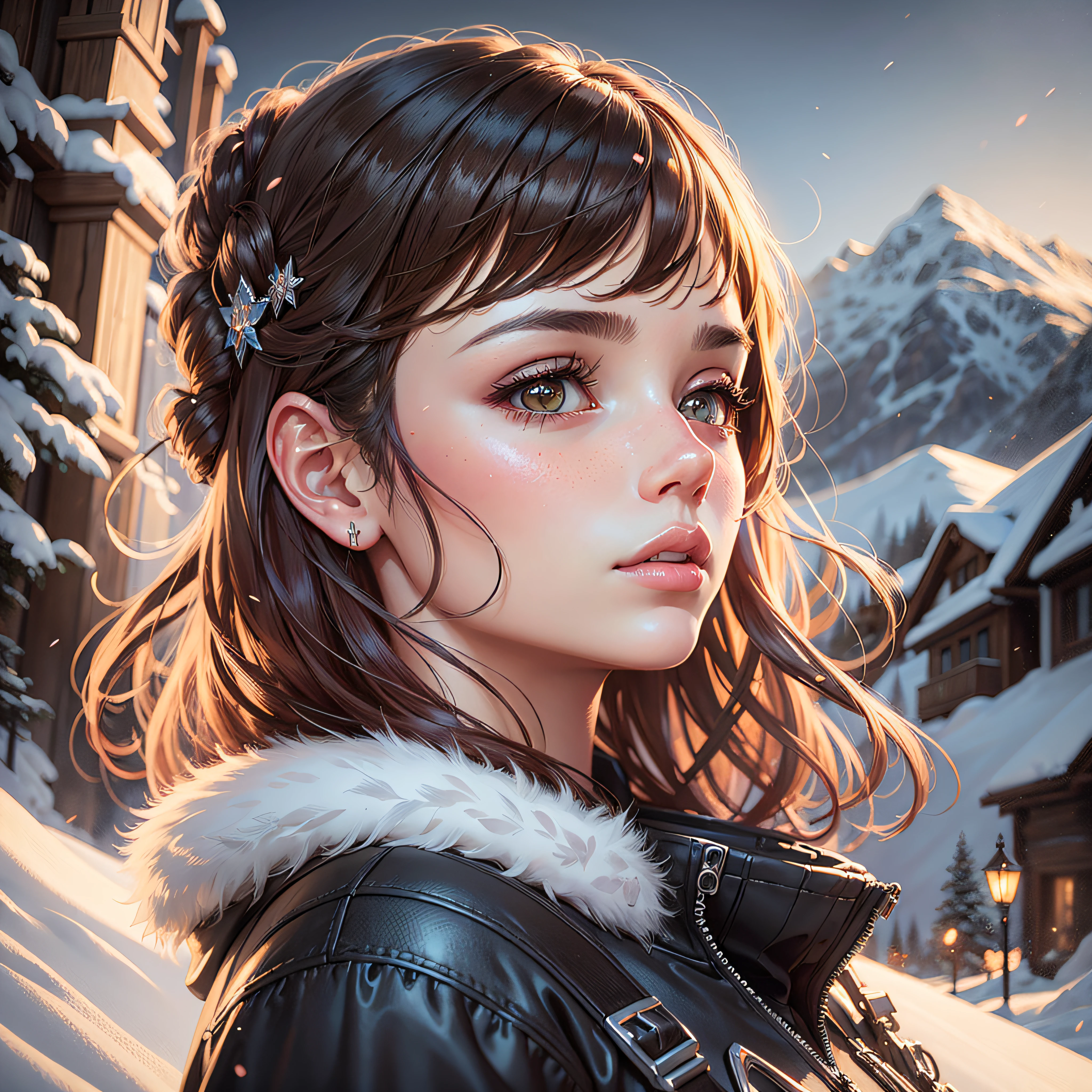 in the snow, who holds a gift in his hands, artwork in the style of Guweiz, kawaii realistic portrait, ArtStation, Guweiz on ArtStation Pixiv, Loli, cute,ailed digital art, adorable digital painting, Splash Art Anime Loli, Guweiz, Arm and Atey Ghailan, colorful clothes --auto