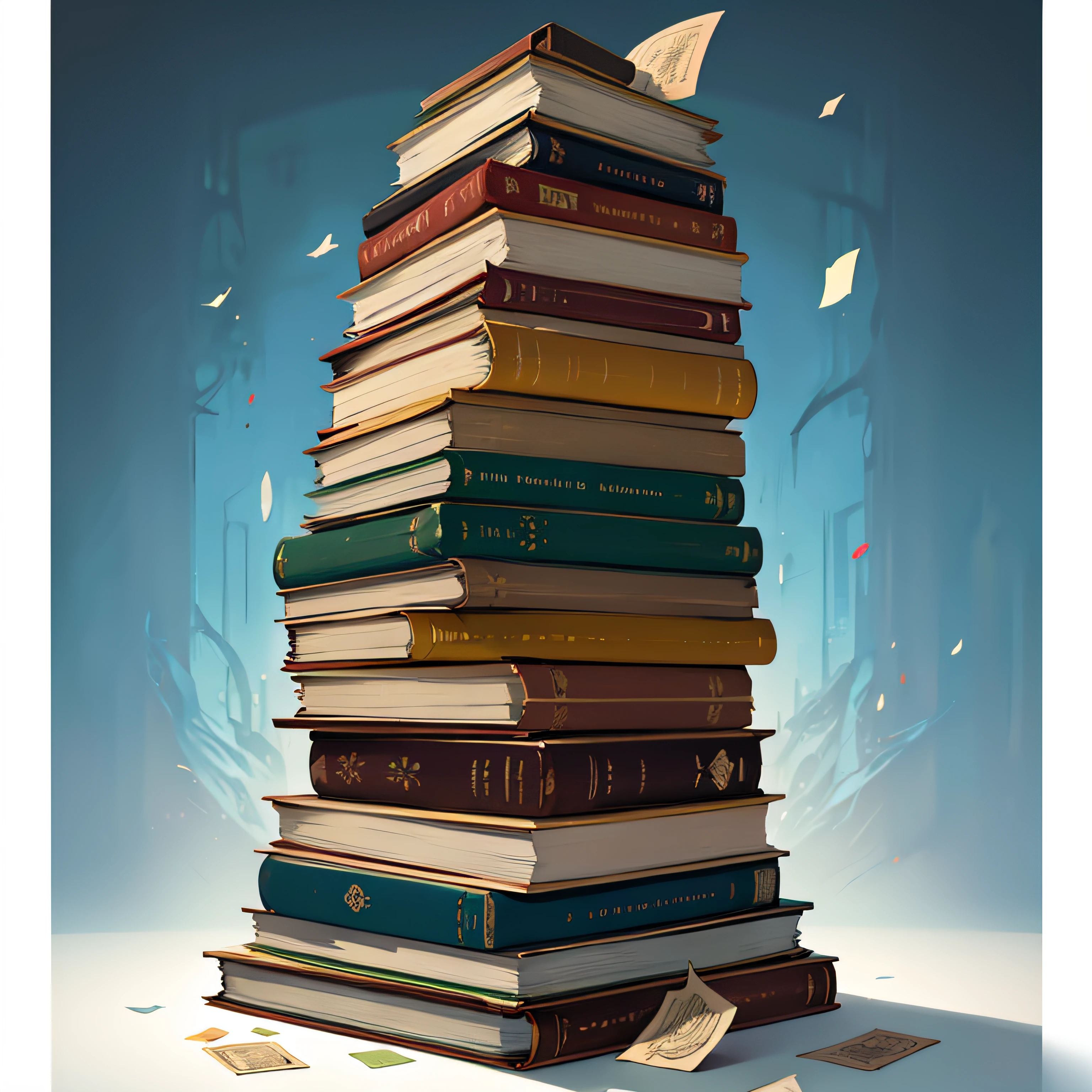 stack of books - cartoon style