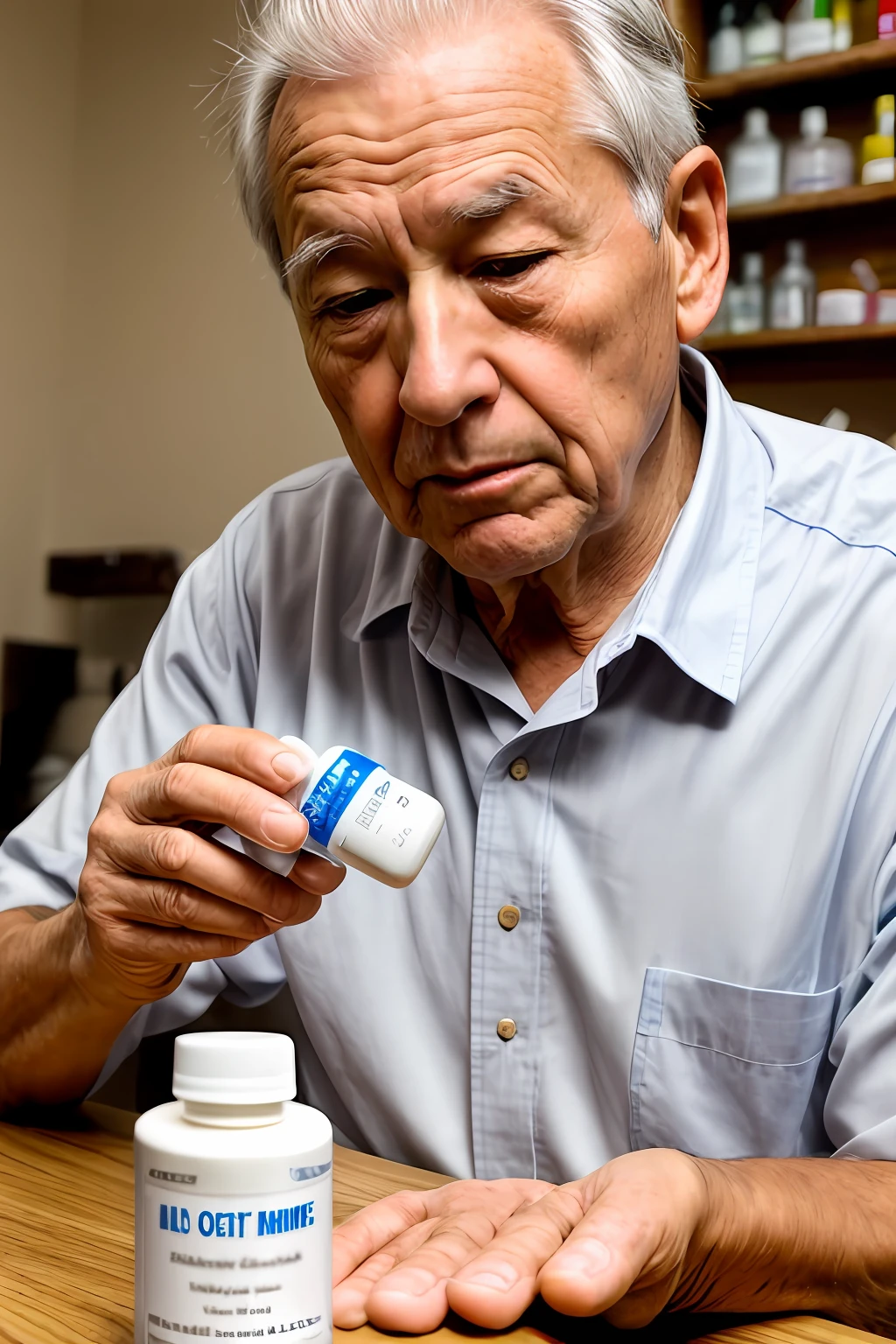 Old man taking diabetes medicine