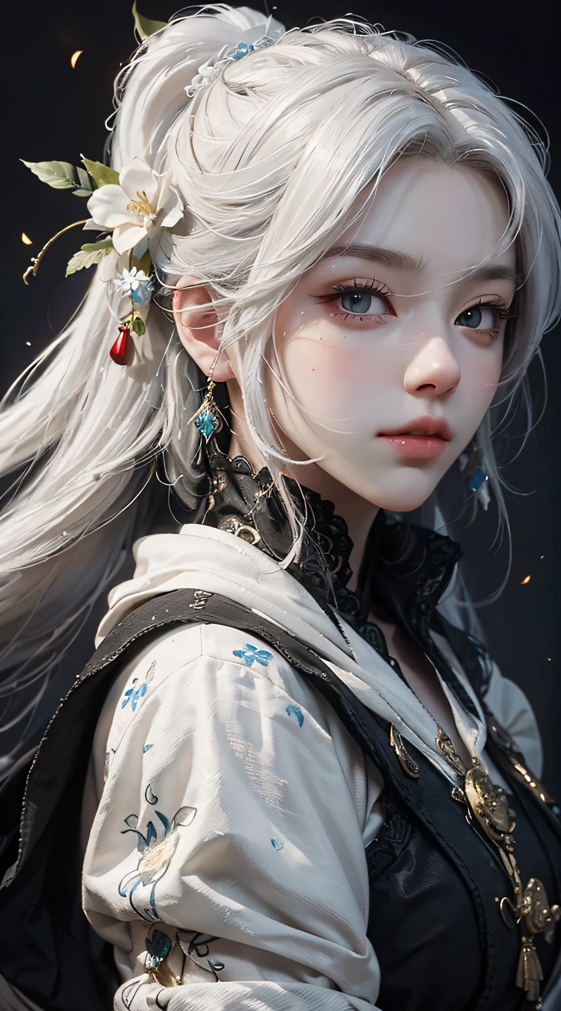 a close up of a woman with white hair and a white mask, beautiful character painting, guweiz, artwork in the style of guweiz, white haired deity, by Yang J, epic exquisite character art, stunning character art, by Fan Qi, by Wuzhun Shifan, guweiz on pixiv artstation