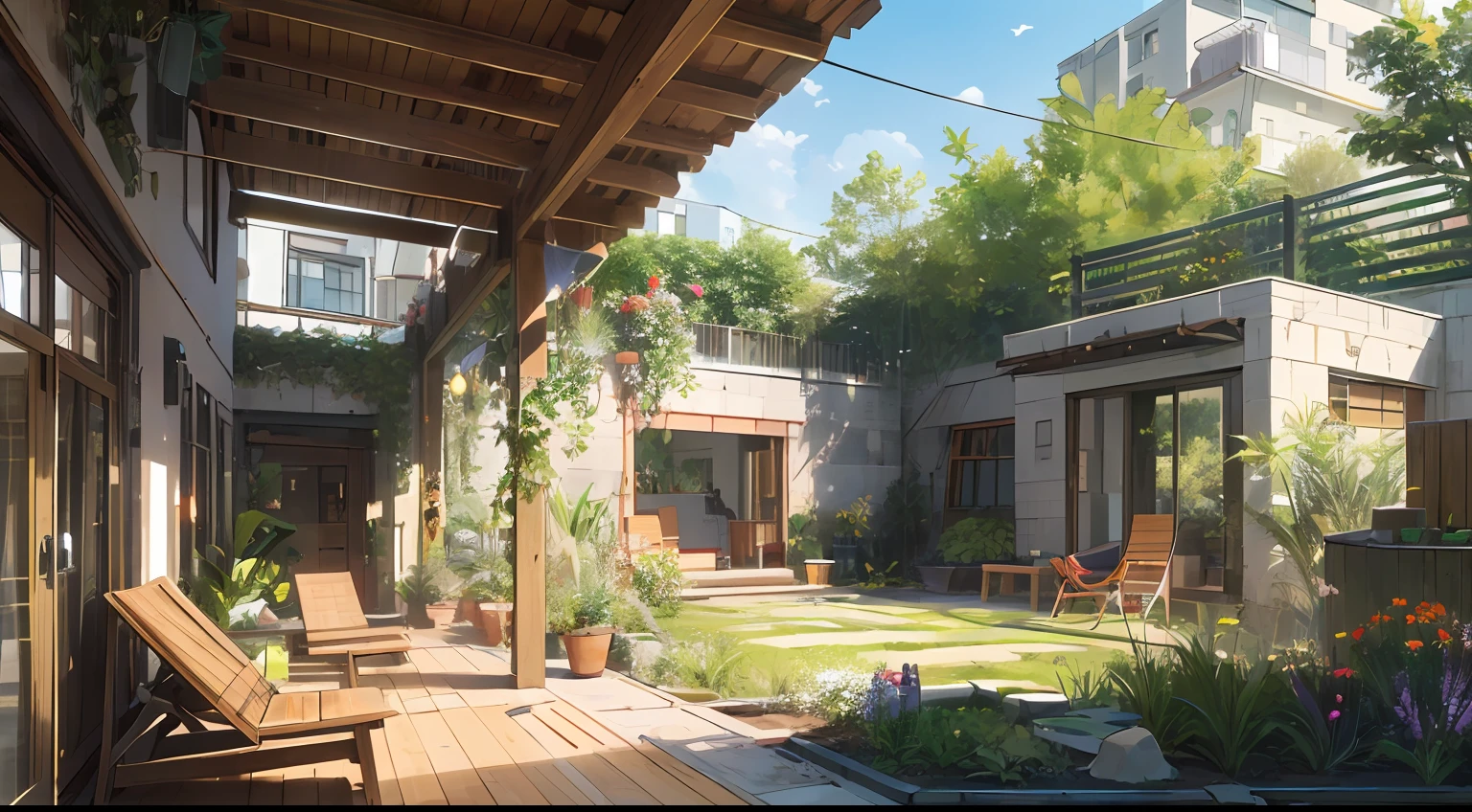 houses to share friendships, boho style, older people with different interests, interesting spaces, sustainability, lots of greenery, vegetable gardens, accessible paths with sensory stimulation, leisure areas, hammocks, serenade circles, ground fire, day of Sun,