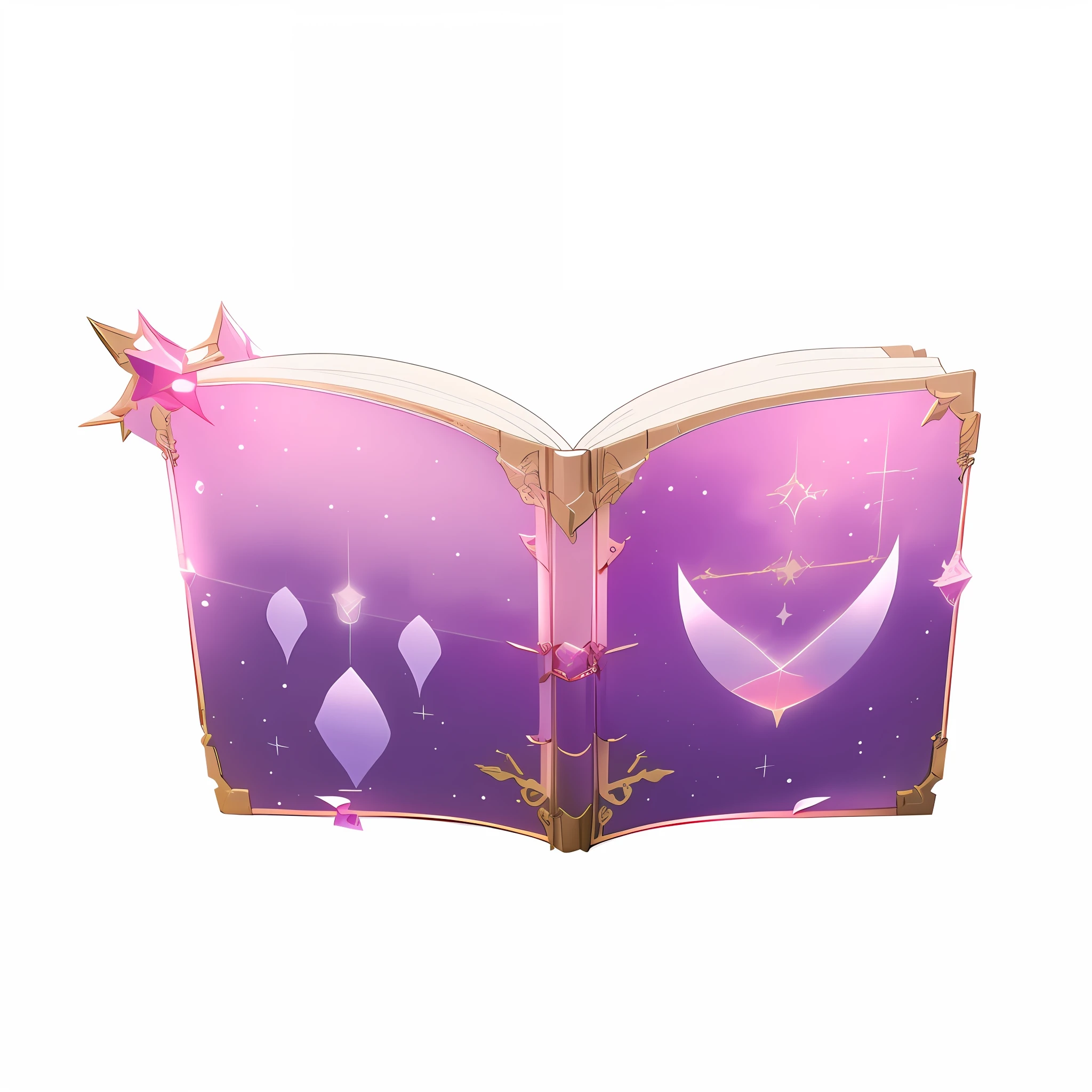 There is a pink book with pink covers and stars, floating spell book, magic book, grimmore page, fantasy game spell symbols, concept art magic highlights, fantasy book, open magic book glow, old art book, grimmer, spell book, infinite celestial library, lost grimour, fantasy game spell icon, fairy tale style background