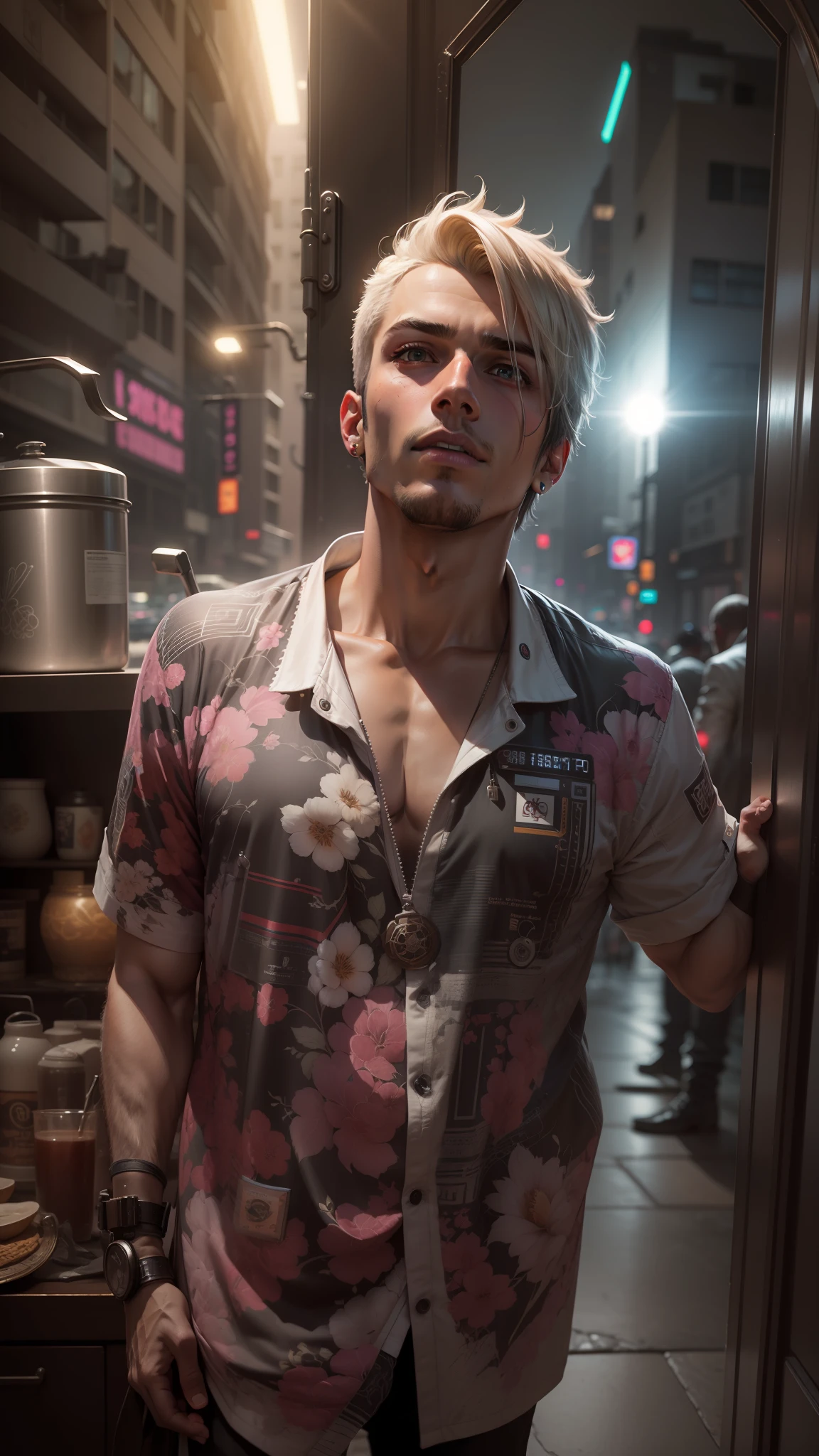 Change background cyberpunk handsome boy. realistic face. 8k. ultra realistic.
