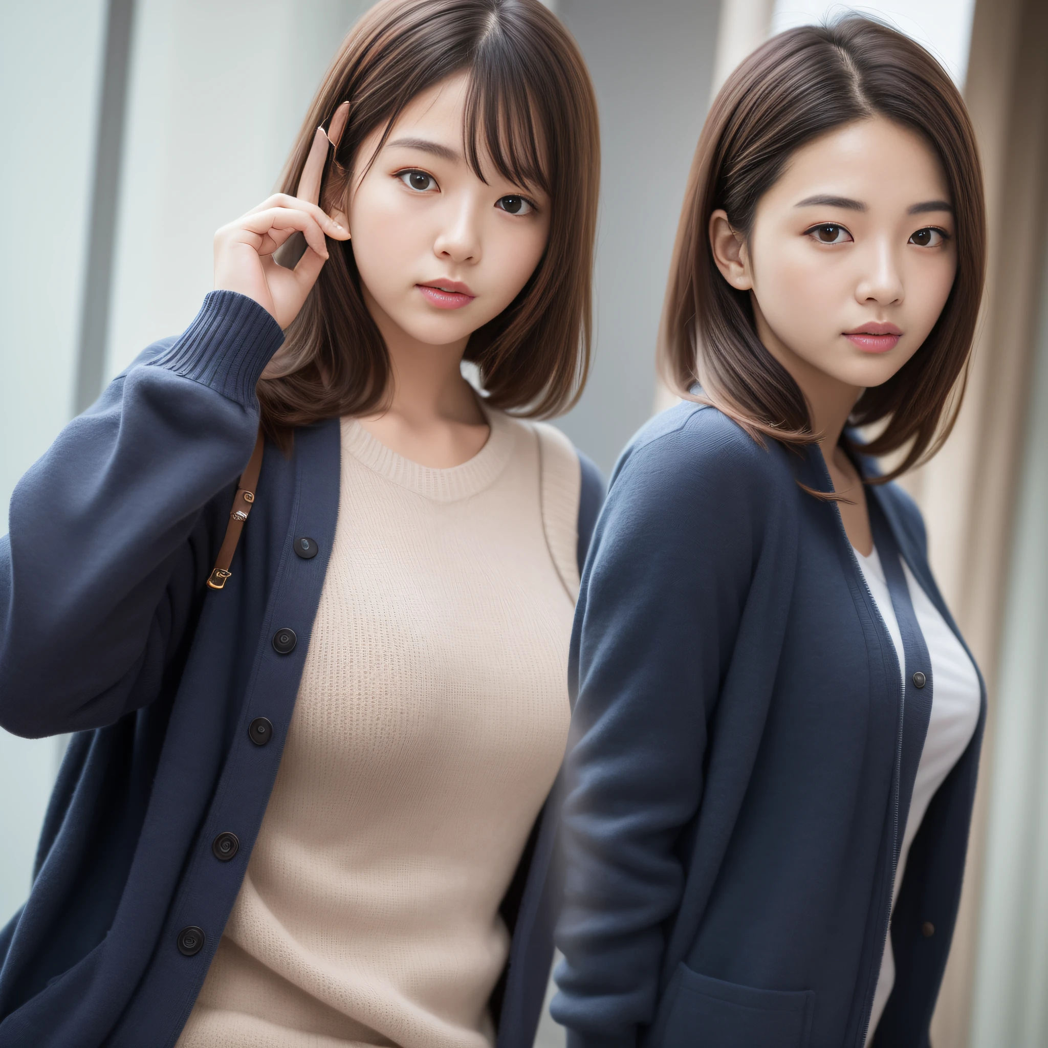 Top Quality, Masterpiece, Ultra High Resolution (Photo-Realistic: 1.4), Cute Girl Face, Wearing Student Cardigan, Famous Korean Actress, Very Beautiful, Cinematic, 35mm Lens, f/1.8, Accent Lighting, 8K