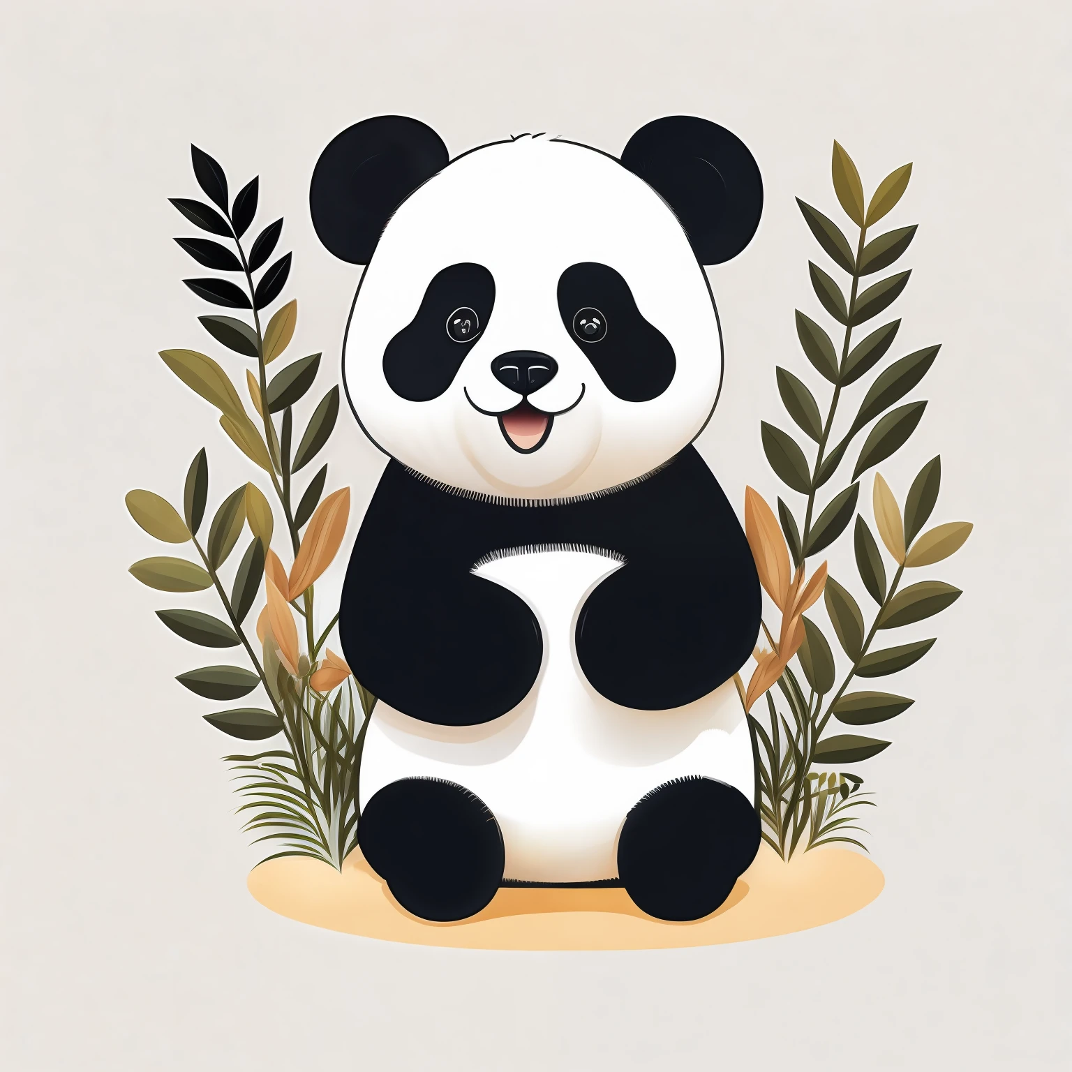 An image featuring an adorable panda, crafted in a charming and playful artistic style, radiating a sense of warmth and friendliness, illuminated by soft, natural lighting. And then, a quotation marks t-shirt design graphic, Vector, contour, white background.
