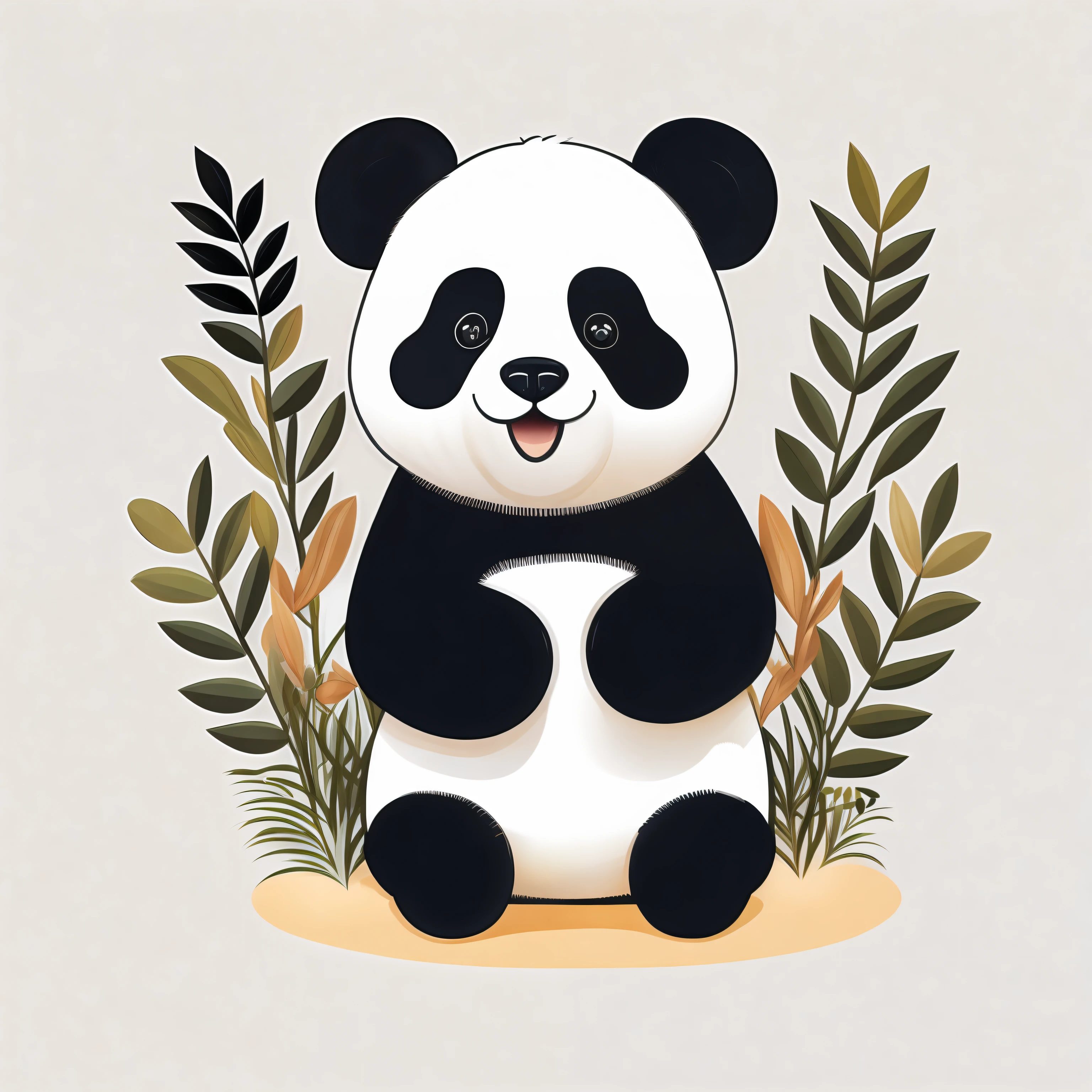 An image featuring an adorable panda, crafted in a charming and playful artistic style, radiating a sense of warmth and friendliness, illuminated by soft, natural lighting. And then, a quotation marks t-shirt design graphic, Vector, contour, white background.