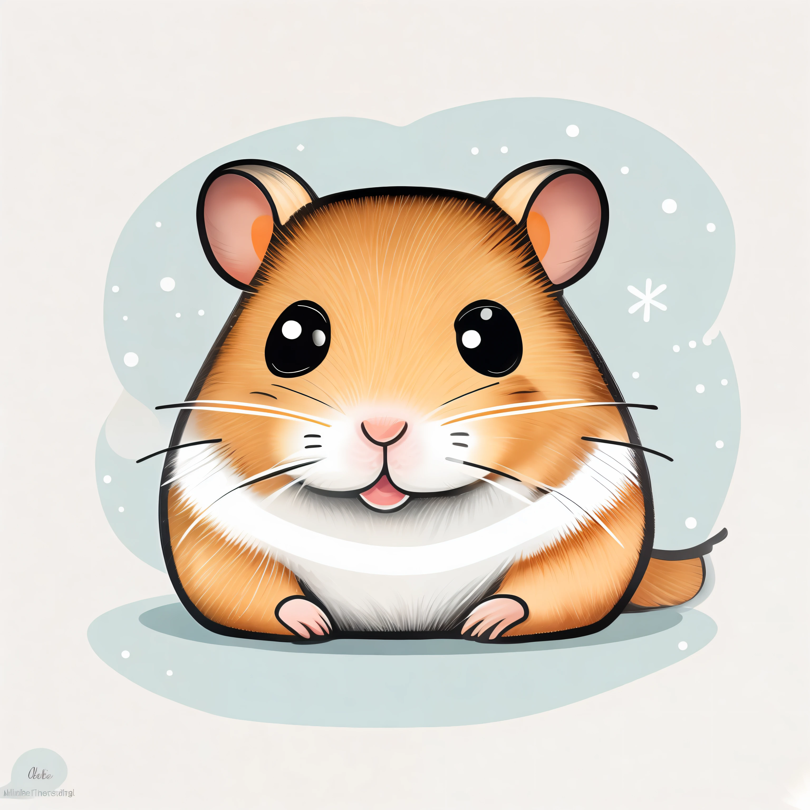 An image featuring an adorable hamster, presented in a whimsical and playful artistic style, exuding a sense of curiosity and joy, illuminated by soft, gentle lighting. And then, a quotation marks t-shirt design graphic, Vector, contour, white background.