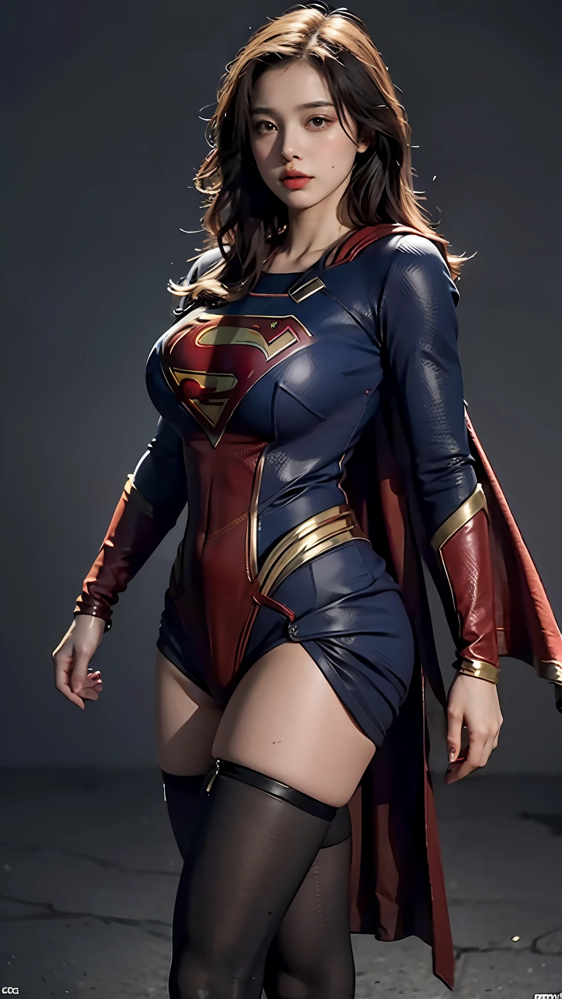 Woman body set big breasts, Supergirl costume dress