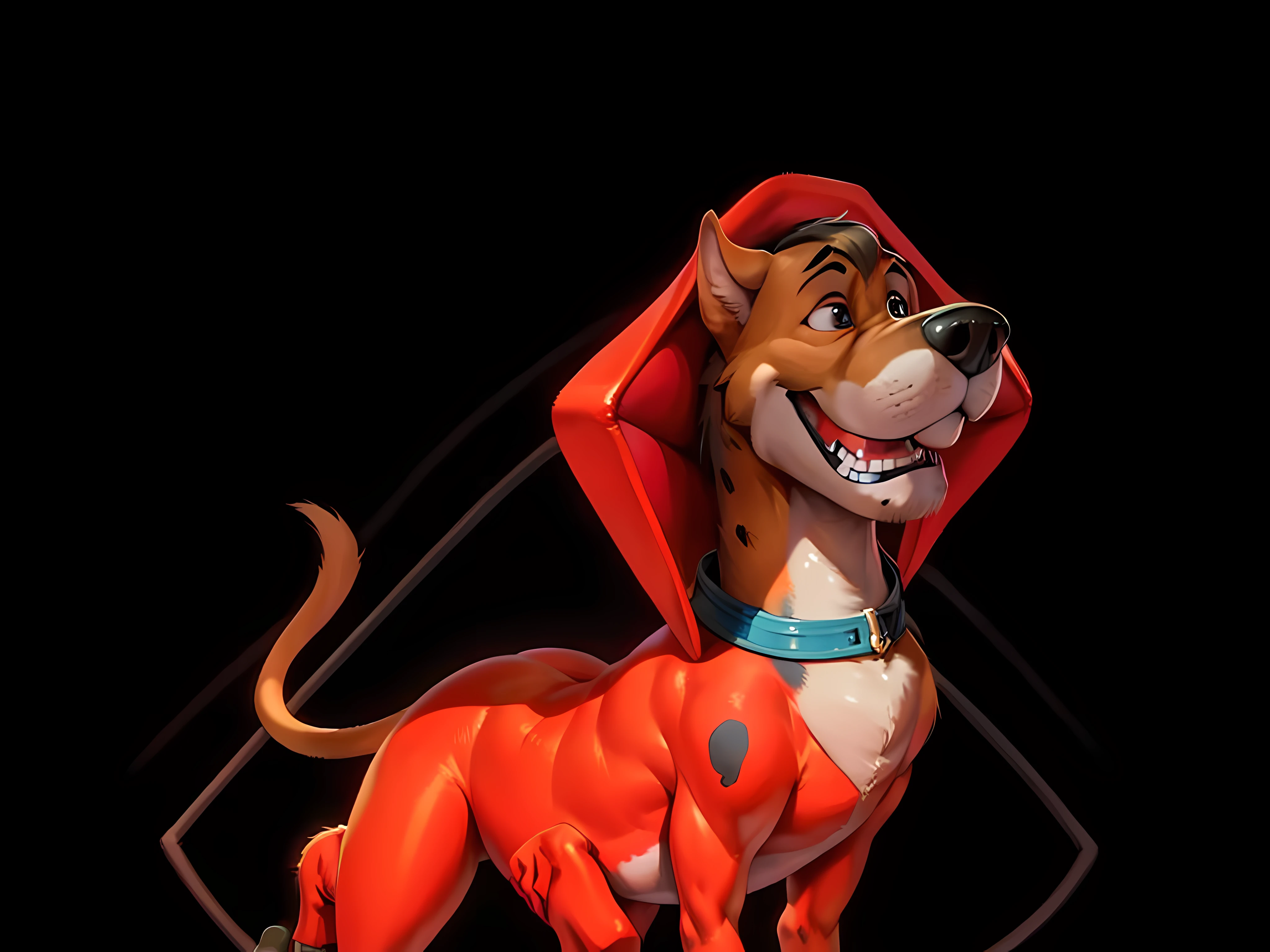 (masterpiece), (best quality), ((ultra-detailed)), (illustration), perfect anatomy, Rogers Shaggy, smile, full body, Great Dane, solo,