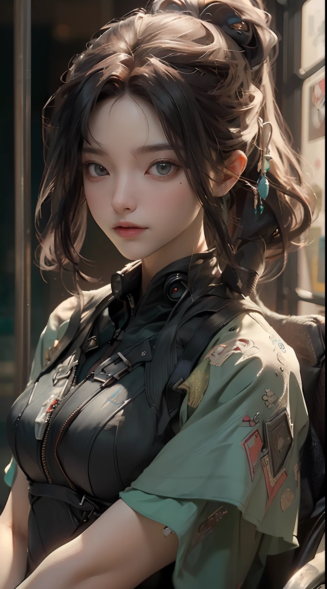 ((Best quality)), ((masterpiece)), (detailed:1.4), 3D, an image of a beautiful cyberpunk female,HDR (High Dynamic Range),Ray Tracing,NVIDIA RTX,Super-Resolution,Unreal 5,Subsurface scattering,PBR Texturing,Post-processing,Anisotropic Filtering,Depth-of-field,Maximum clarity and sharpness,Multi-layered textures,Albedo and Specular maps,Surface shading,Accurate simulation of light-material interaction,Perfect proportions,Octane Render,Two-tone lighting,Wide aperture,Low ISO,White balance,Rule of thirds,8K RAW,