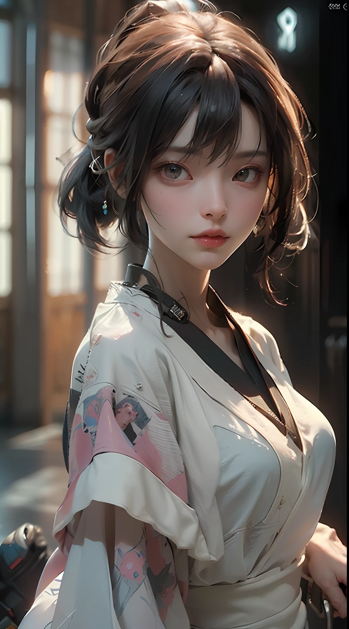 ((Best quality)), ((masterpiece)), (detailed:1.4), 3D, an image of a beautiful cyberpunk female,HDR (High Dynamic Range),Ray Tracing,NVIDIA RTX,Super-Resolution,Unreal 5,Subsurface scattering,PBR Texturing,Post-processing,Anisotropic Filtering,Depth-of-field,Maximum clarity and sharpness,Multi-layered textures,Albedo and Specular maps,Surface shading,Accurate simulation of light-material interaction,Perfect proportions,Octane Render,Two-tone lighting,Wide aperture,Low ISO,White balance,Rule of thirds,8K RAW,