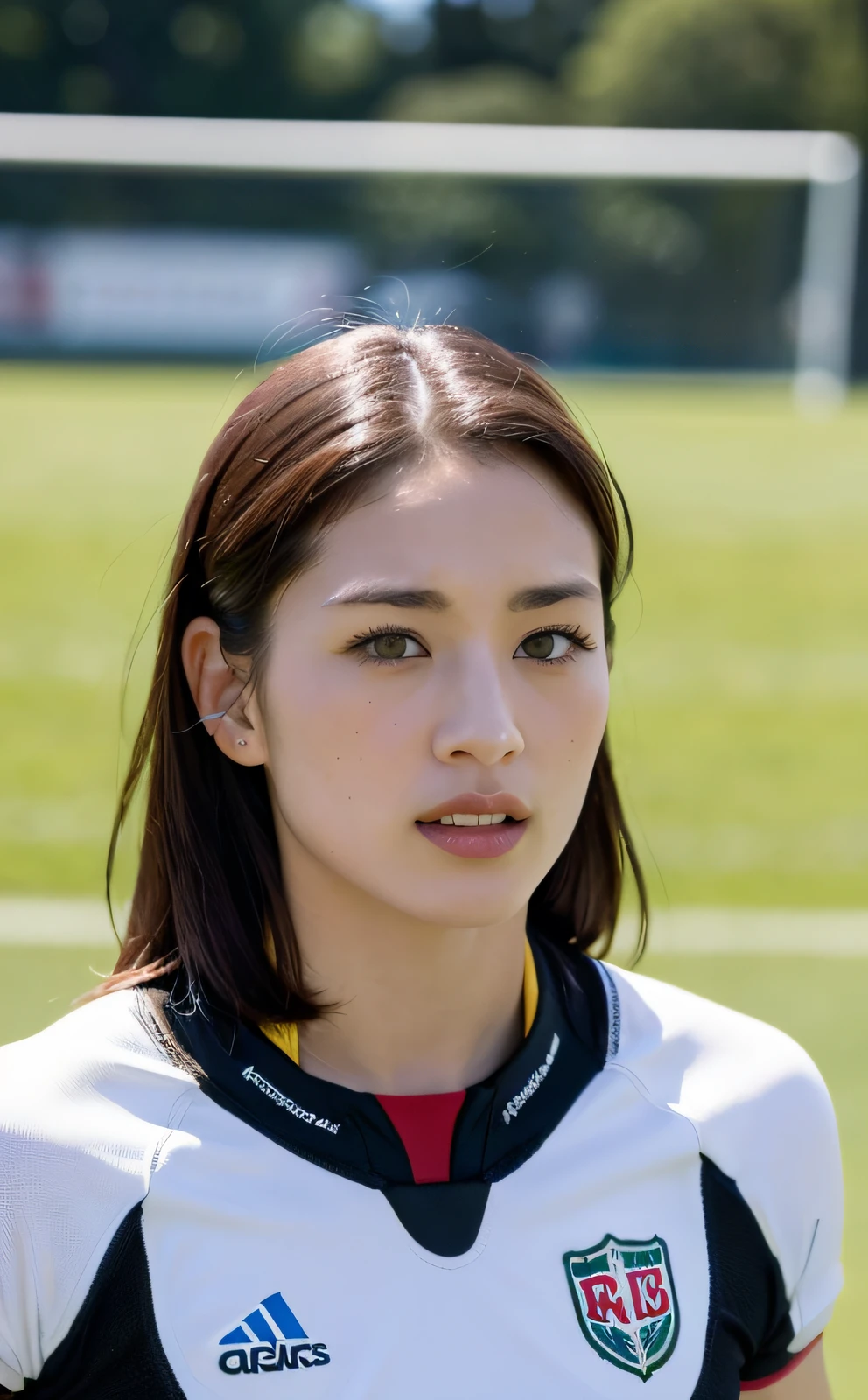 (8k, RAW photo, best quality, masterpiece: 1.2), (realistic, photorealistic: 1.37), (rugby: 1.4), beautiful Japan women, 1 person