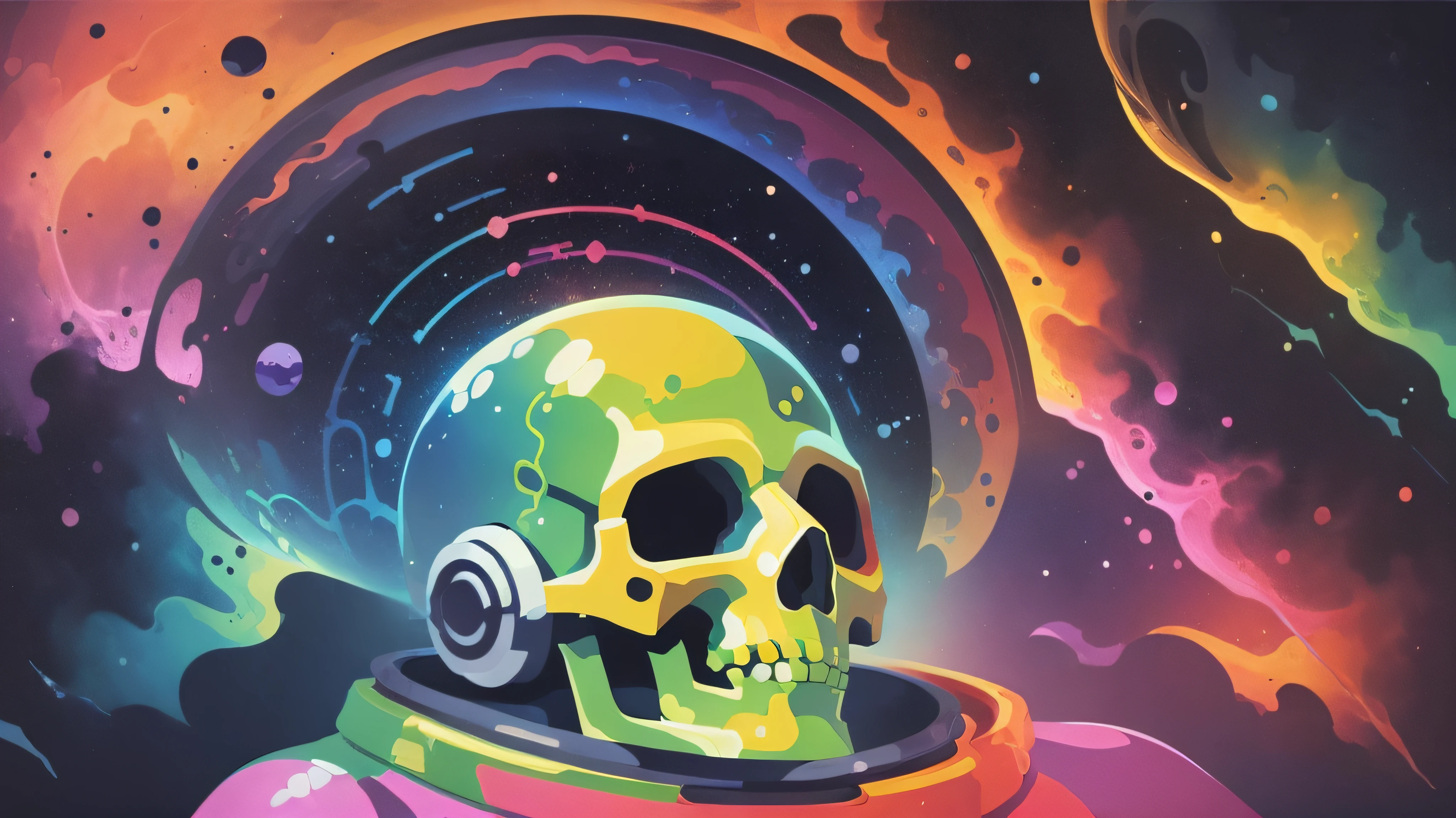 A detailed illustration a Dead Skull wearing trendy sunglasses, t-shirt design, flowers splash, t-shirt design, in the style of Studio Ghibli, pastel tetradic colors, 3D vector art, cute and quirky, fantasy art, watercolor effect, bokeh, Adobe Illustrator, hand-drawn, digital painting, low-poly, soft lighting, bird's-eye view, isometric style, retro aesthetic, focused on the character, 4K resolution, photorealistic rendering, using Cinema 4D --auto