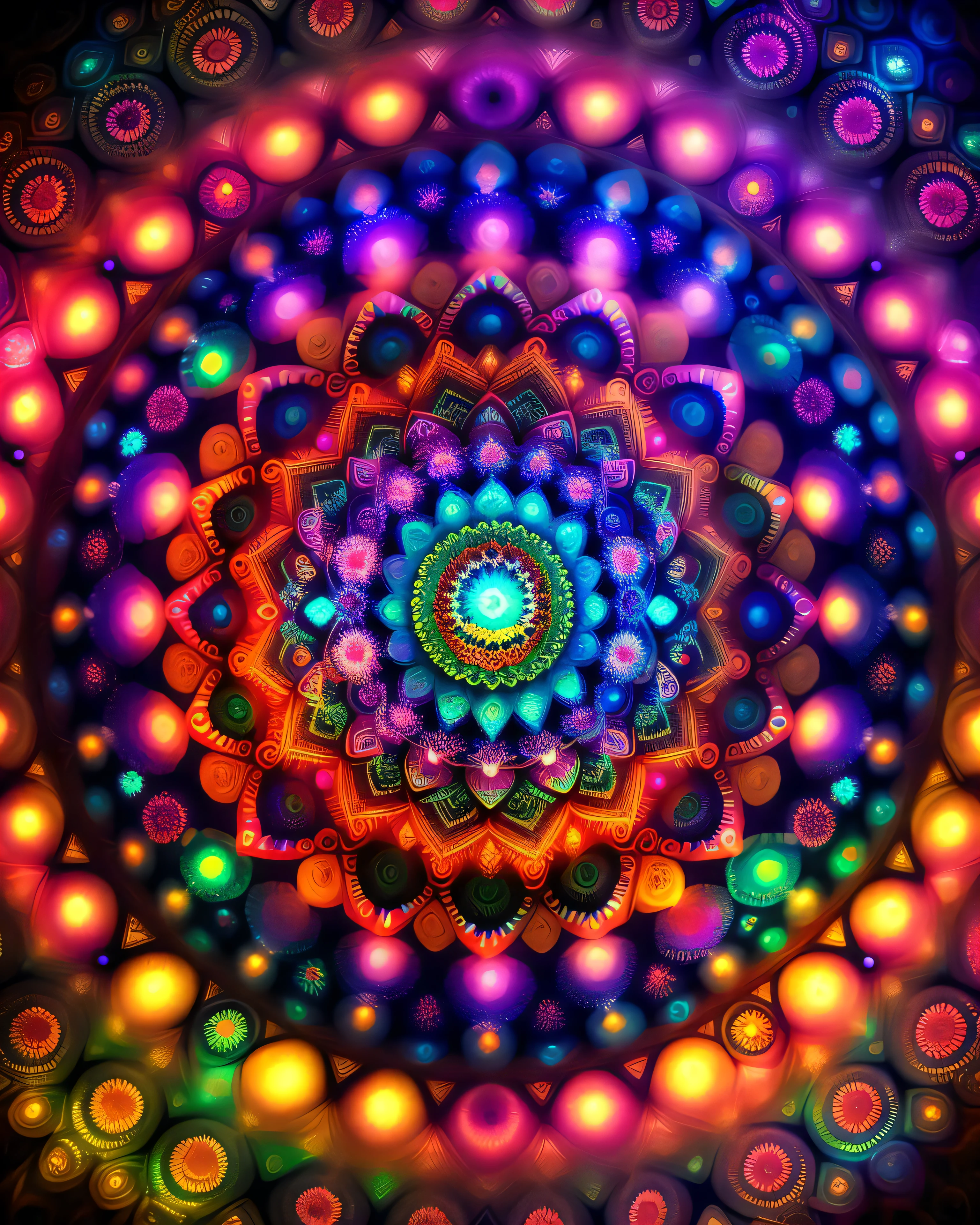 A Mandala with psicadelic lights