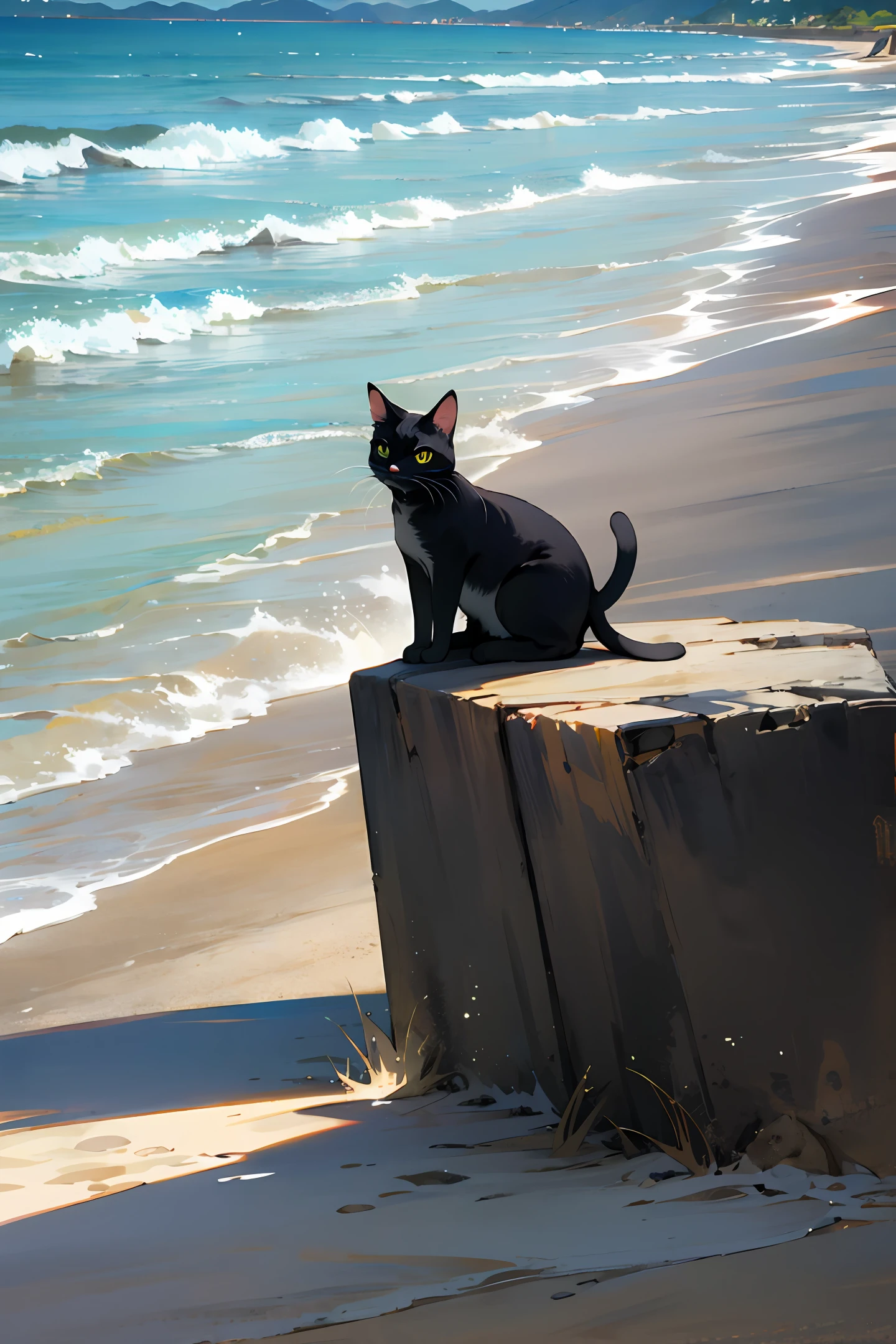A cat on the beach