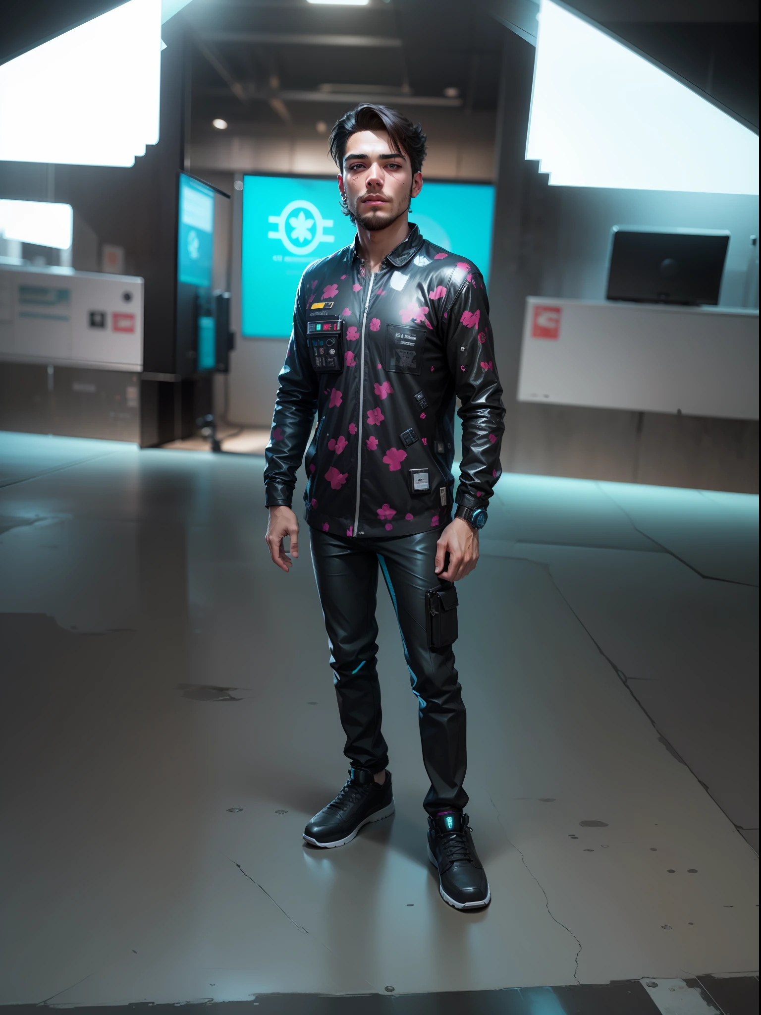 Change background cyberpunk handsome boy, realistic face, 8k ultra realistic